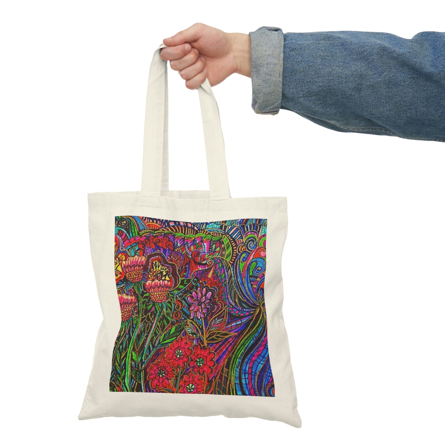 Abstract, Surreal Flower Natural Tote Bag, Aesthetic Canvas Bag Shopping Bag, Birthday Gift Bag, Bridal Gift Tote Bag, Library Bag.