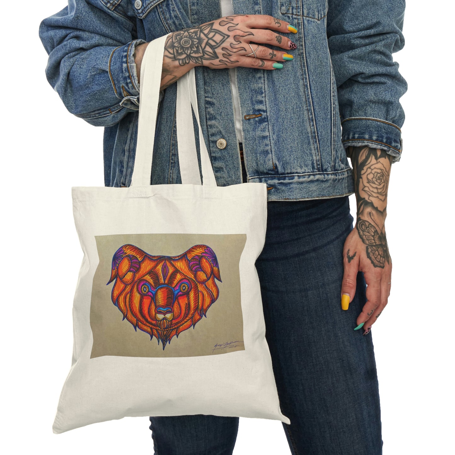 Abstract, Surreal Ram Natural Tote Bag, Aesthetic Canvas Bag Shopping Bag, Birthday Gift Bag, Bridal Gift Tote Bag, Library Bag.