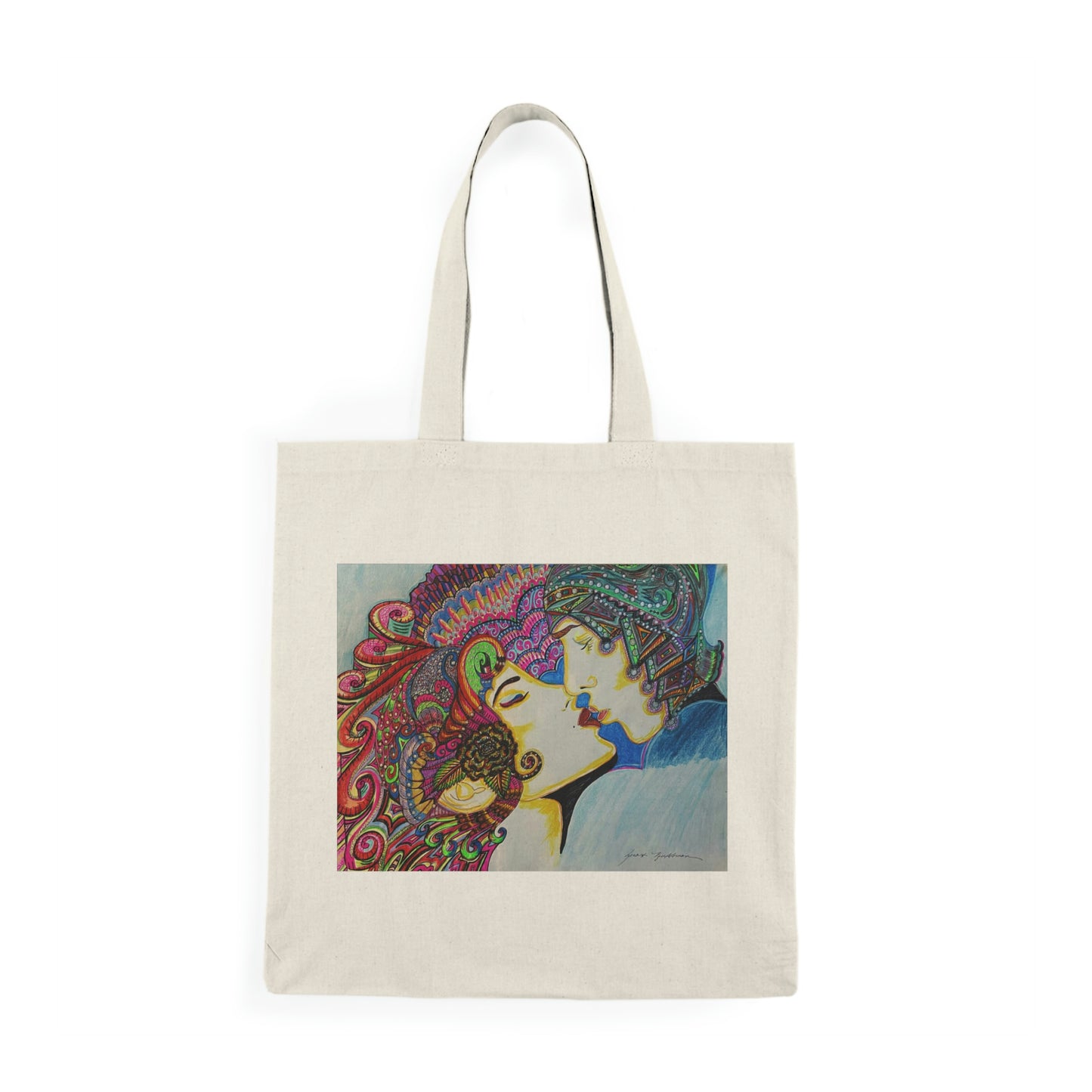 Abstract, Surreal Romance Natural Tote Bag, Aesthetic Canvas Bag Shopping Bag, Birthday Gift Bag, Bridal Gift Tote Bag, Library Bag.