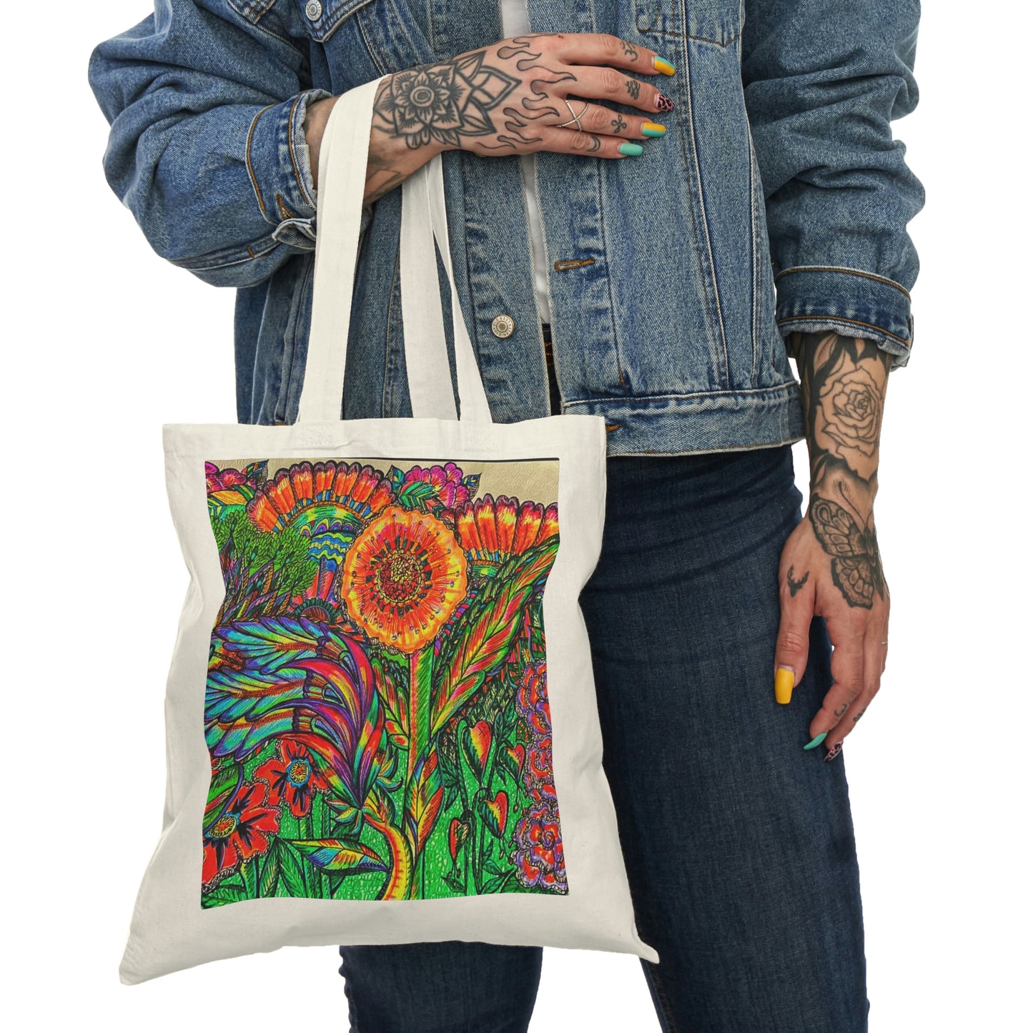 Abstract, Surreal Flower Natural Tote Bag, Aesthetic Canvas Bag Shopping Bag, Birthday Gift Bag, Bridal Gift Tote Bag, Library Bag.