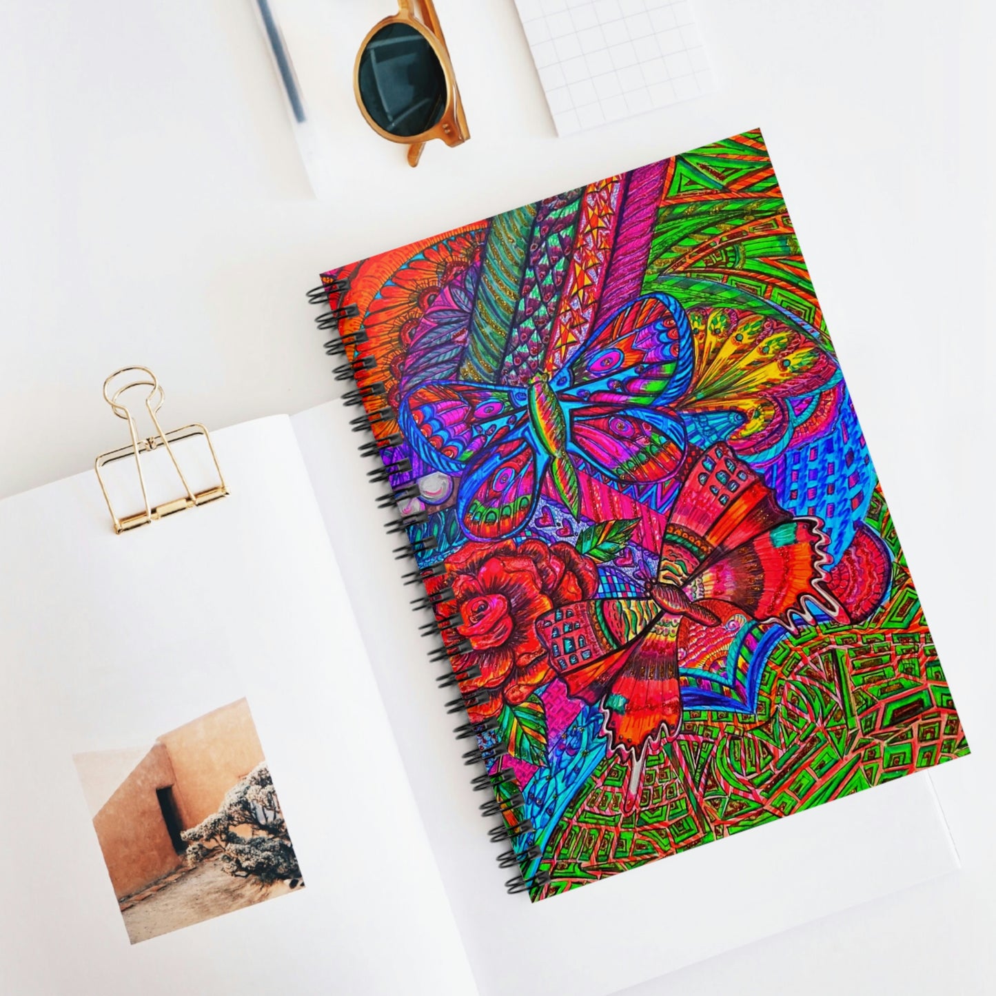 Abstract, Surreal Butterfly Spiral Notebook - Ruled Line