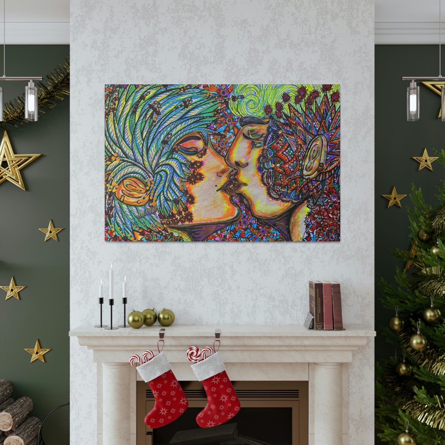 Romantic Kiss Fashion, Abstract, Surreal, Friendship, Inspiration Wall Art