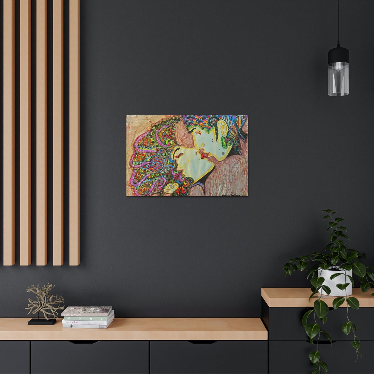 Romantic Kiss Fashion, Abstract, Surreal, Friendship, Inspiration Wall Art