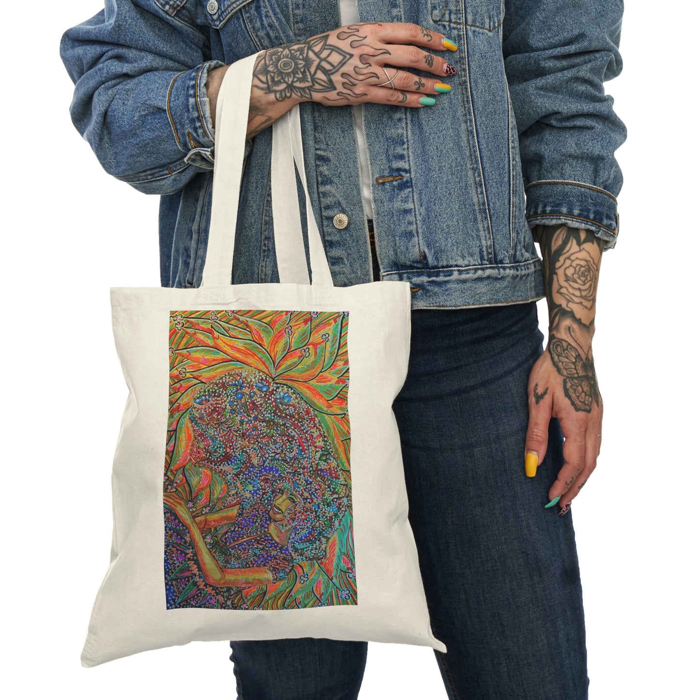 Abstract, Surreal, Golden Woman, Natural Tote Bag, Aesthetic Canvas Bag Shopping Bag, Birthday Gift Bag, Bridal Gift Tote Bag, Library Bag.