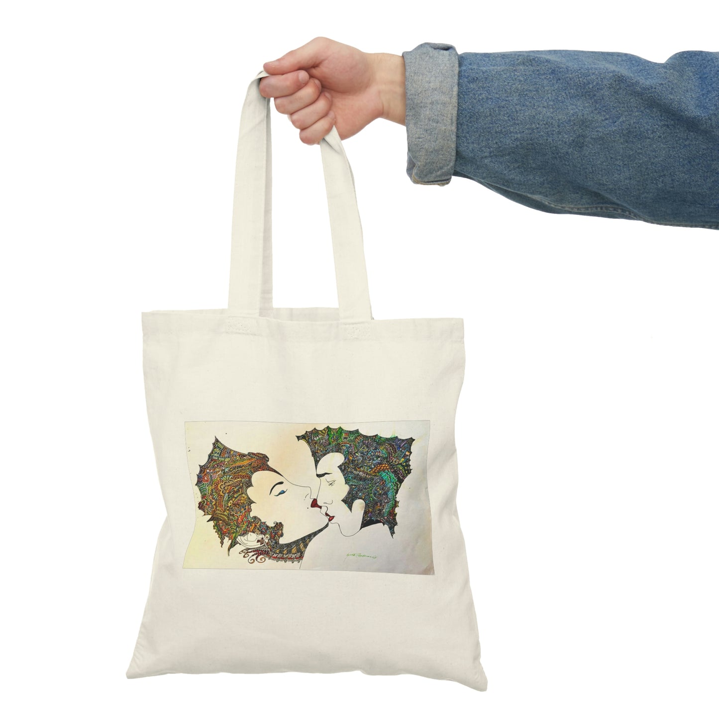 Abstract, Surreal Romance Natural Tote Bag, Aesthetic Canvas Bag Shopping Bag, Birthday Gift Bag, Bridal Gift Tote Bag, Library Bag.