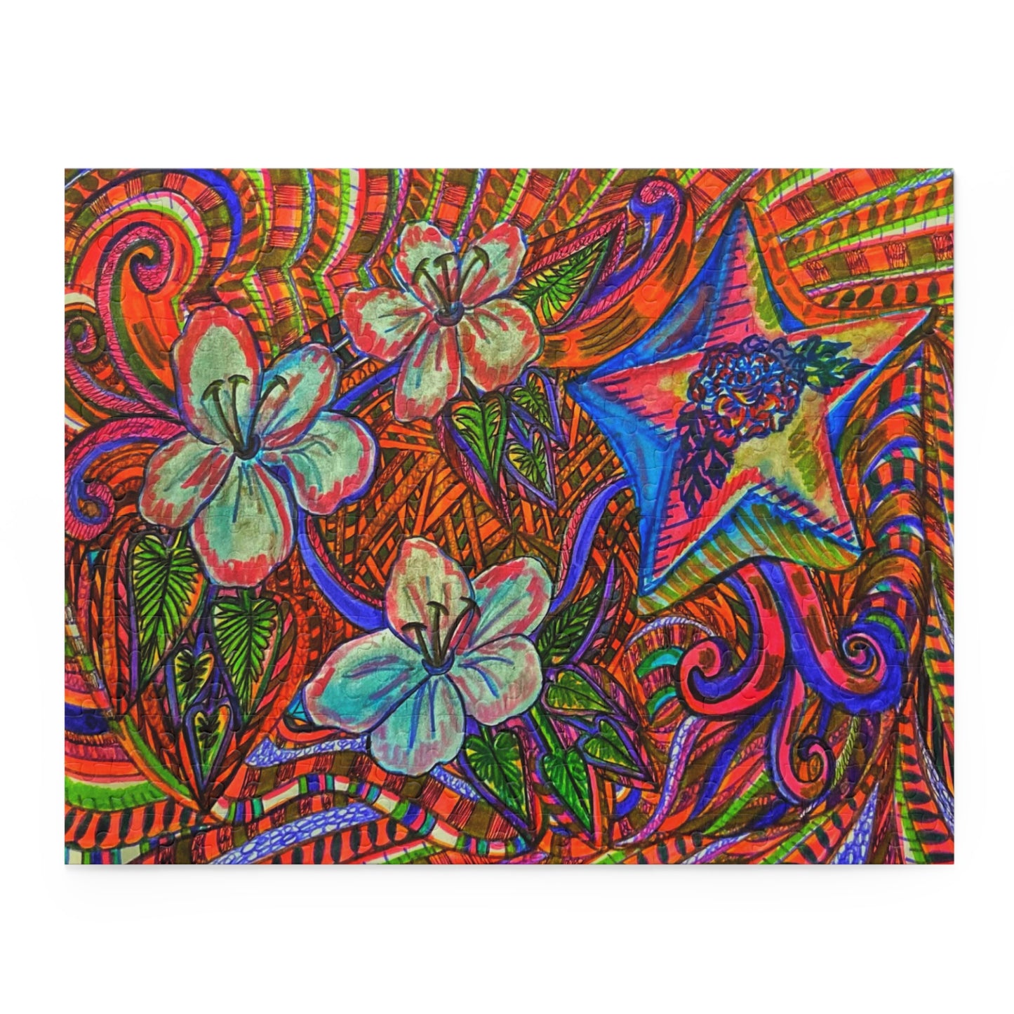 Abstract Surreal Floral Star Puzzle (120, 252, 500-Piece)JigSaw Puzzle, Birthday Gift, Gifts For Bridesmaids