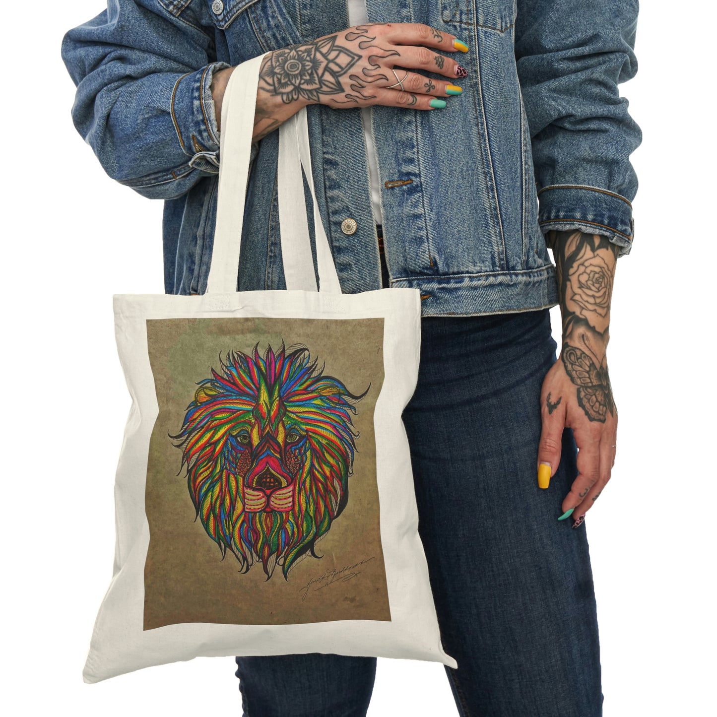 Abstract, Surreal Lion Natural Tote Bag, Aesthetic Canvas Bag Shopping Bag, Birthday Gift Bag, Bridal Gift Tote Bag, Library Bag.