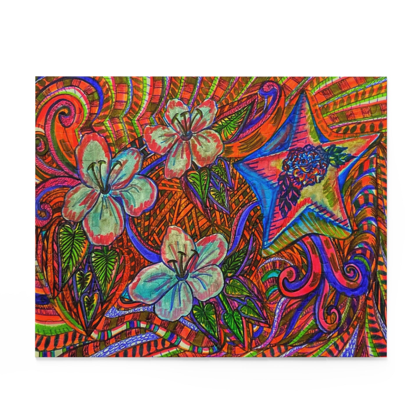 Abstract Surreal Floral Star Puzzle (120, 252, 500-Piece)JigSaw Puzzle, Birthday Gift, Gifts For Bridesmaids