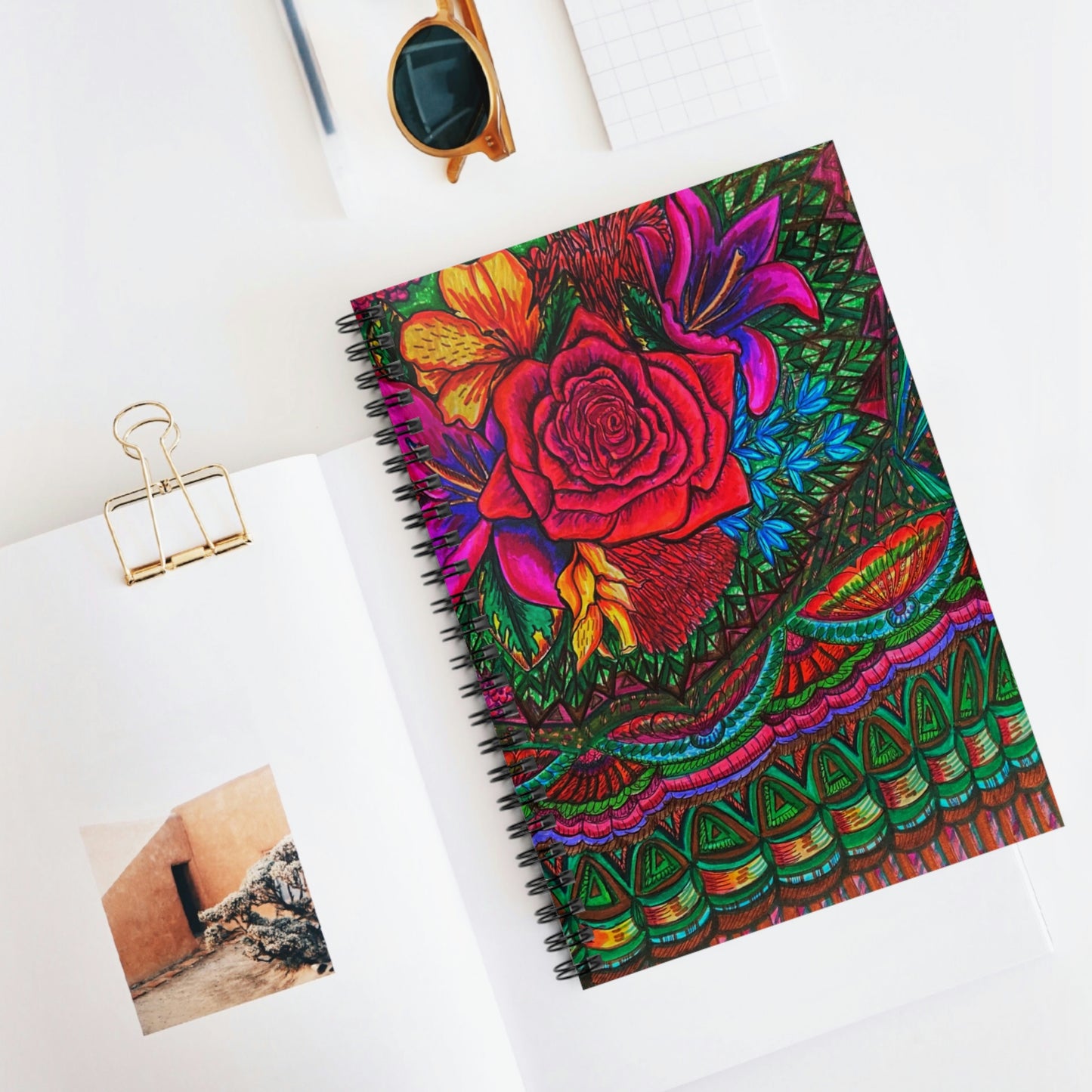 Abstract, Surreal Floral Rose Spiral Notebook - Ruled Line