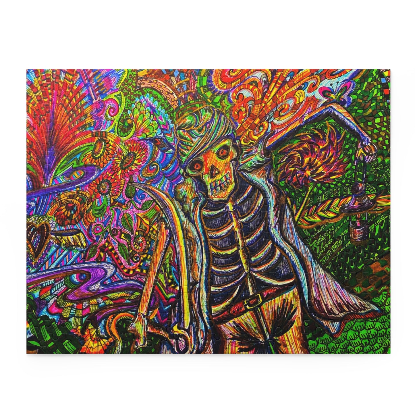 Skeleton Traveler Puzzle (120, 252, 500-Piece)Abstract Surreal JigSaw Puzzle, Birthday Gift, Gifts For Bridesmaids