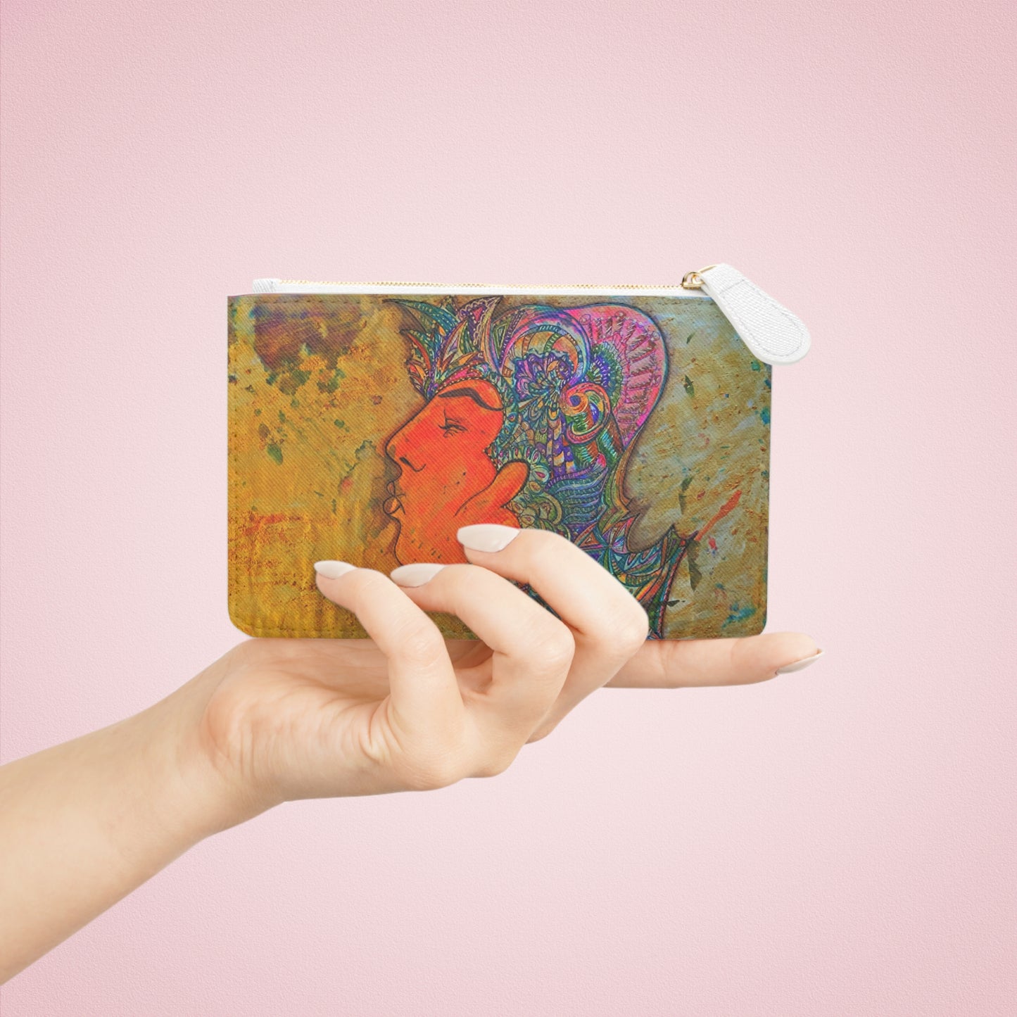 Abstract Surreal Kiss Mini Clutch Bag, Bridal Clutch Purse, Designer Party Clutch, Modern Evening Clutch, Wristlet Wallet for women, Evening Clutch Purse, gifts for her, gifts for bridesmaids, Bag, Bagging