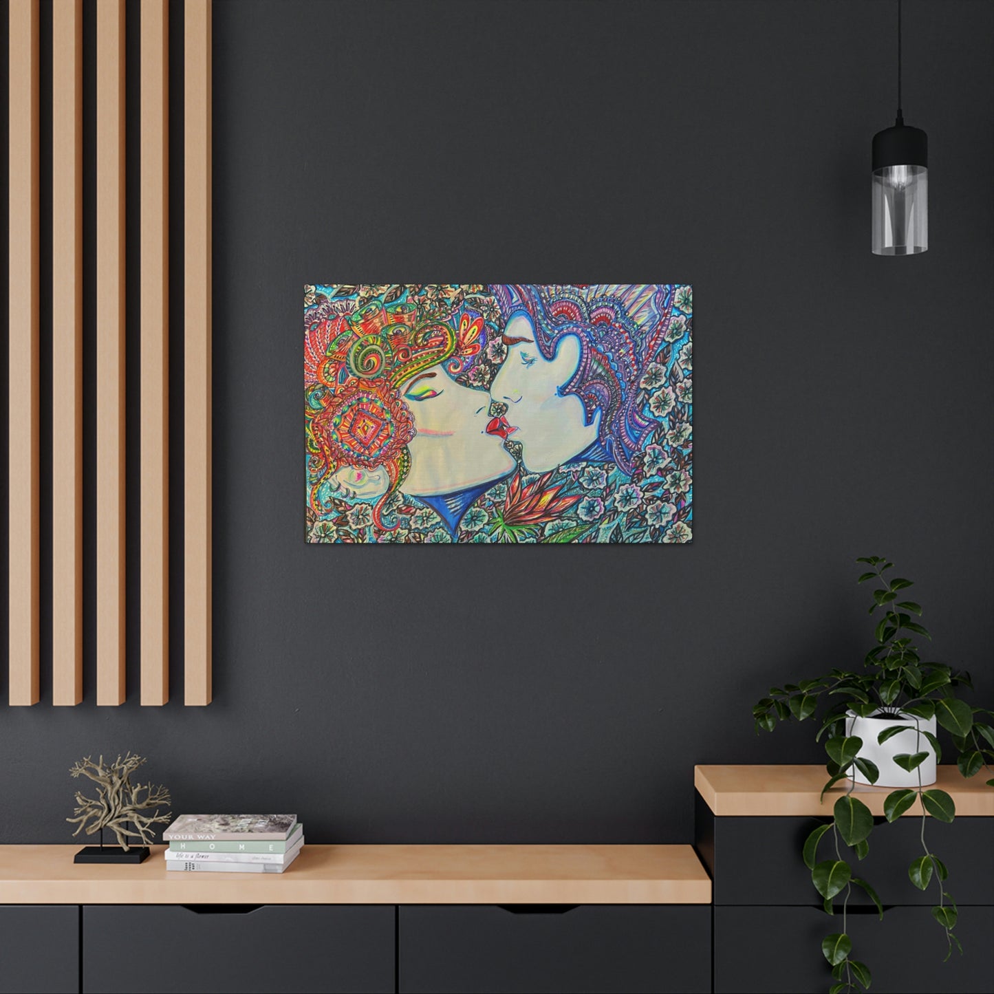 Romantic Kiss Fashion, Abstract, Surreal, Friendship, Inspiration Wall Art