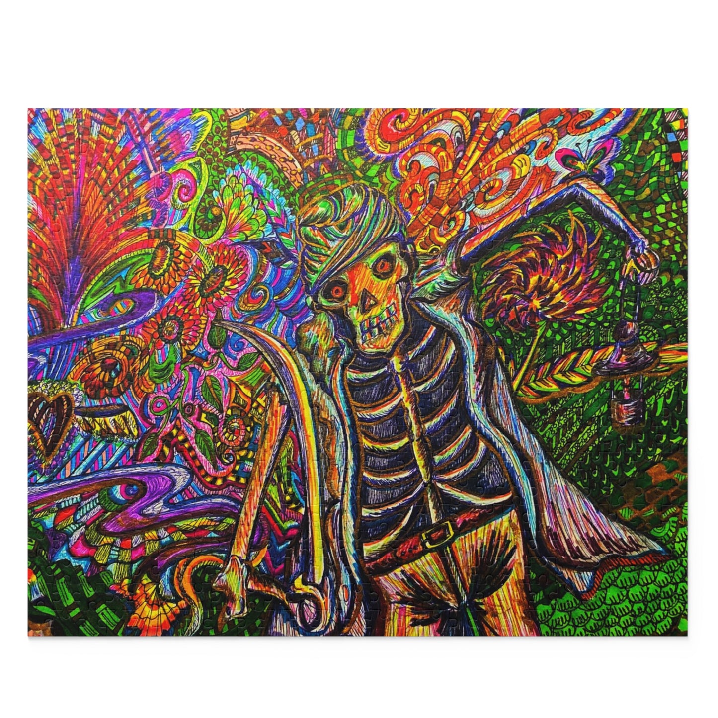 Skeleton Traveler Puzzle (120, 252, 500-Piece)Abstract Surreal JigSaw Puzzle, Birthday Gift, Gifts For Bridesmaids