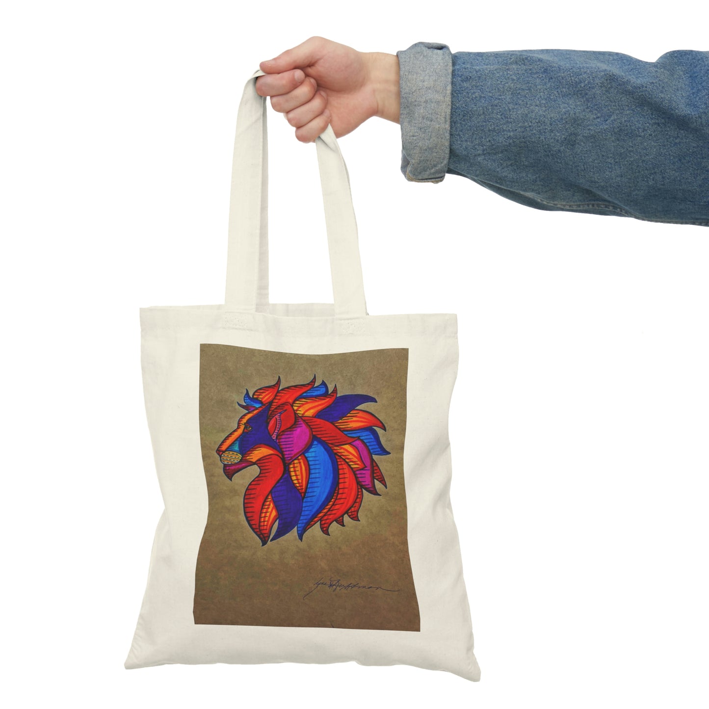 Abstract, Surreal Lion Natural Tote Bag, Aesthetic Canvas Bag Shopping Bag, Birthday Gift Bag, Bridal Gift Tote Bag, Library Bag.