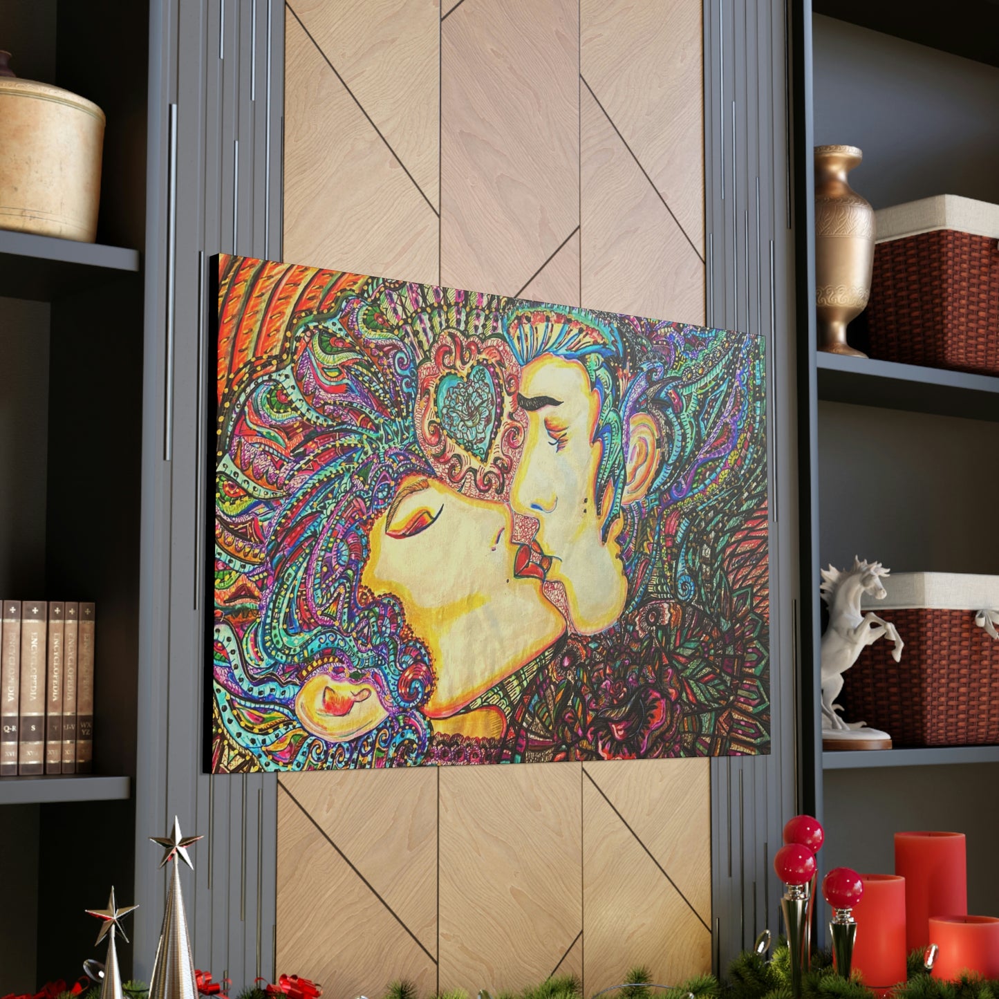 Romantic Kiss Fashion, Abstract, Surreal, Friendship, Inspiration Wall Art