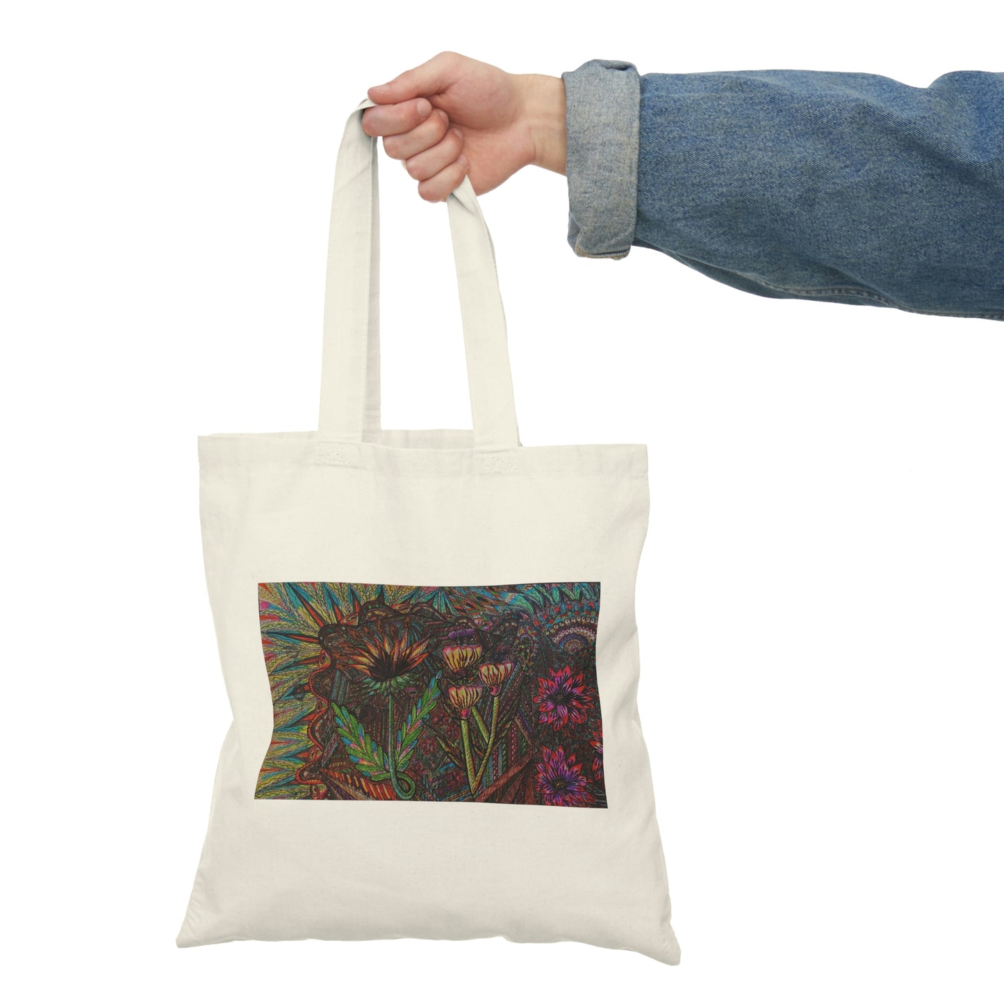 Abstract, Surreal Flower Natural Tote Bag, Aesthetic Canvas Bag Shopping Bag, Birthday Gift Bag, Bridal Gift Tote Bag, Library Bag.
