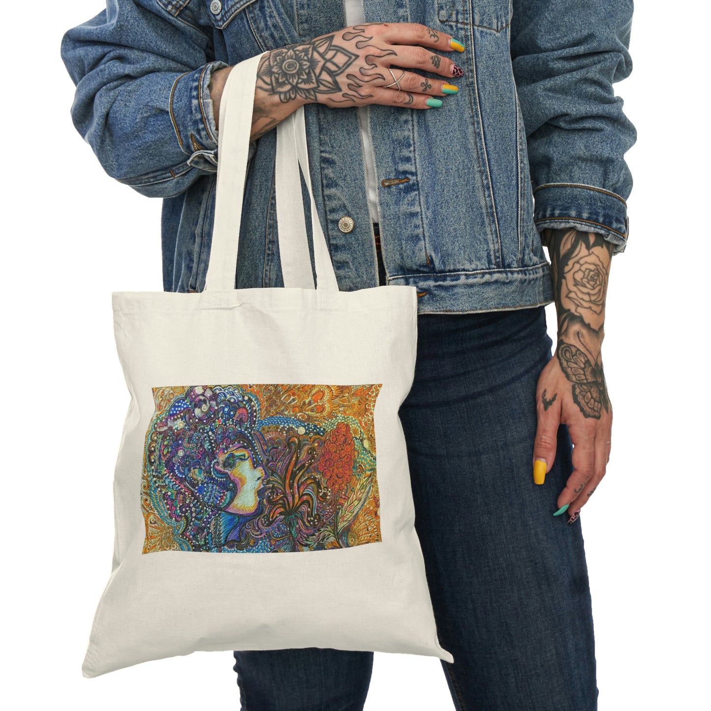 Abstract, Surreal Natural Tote Bag, Aesthetic Canvas Bag Shopping Bag, Birthday Gift Bag, Bridal Gift Tote Bag, Library Bag.