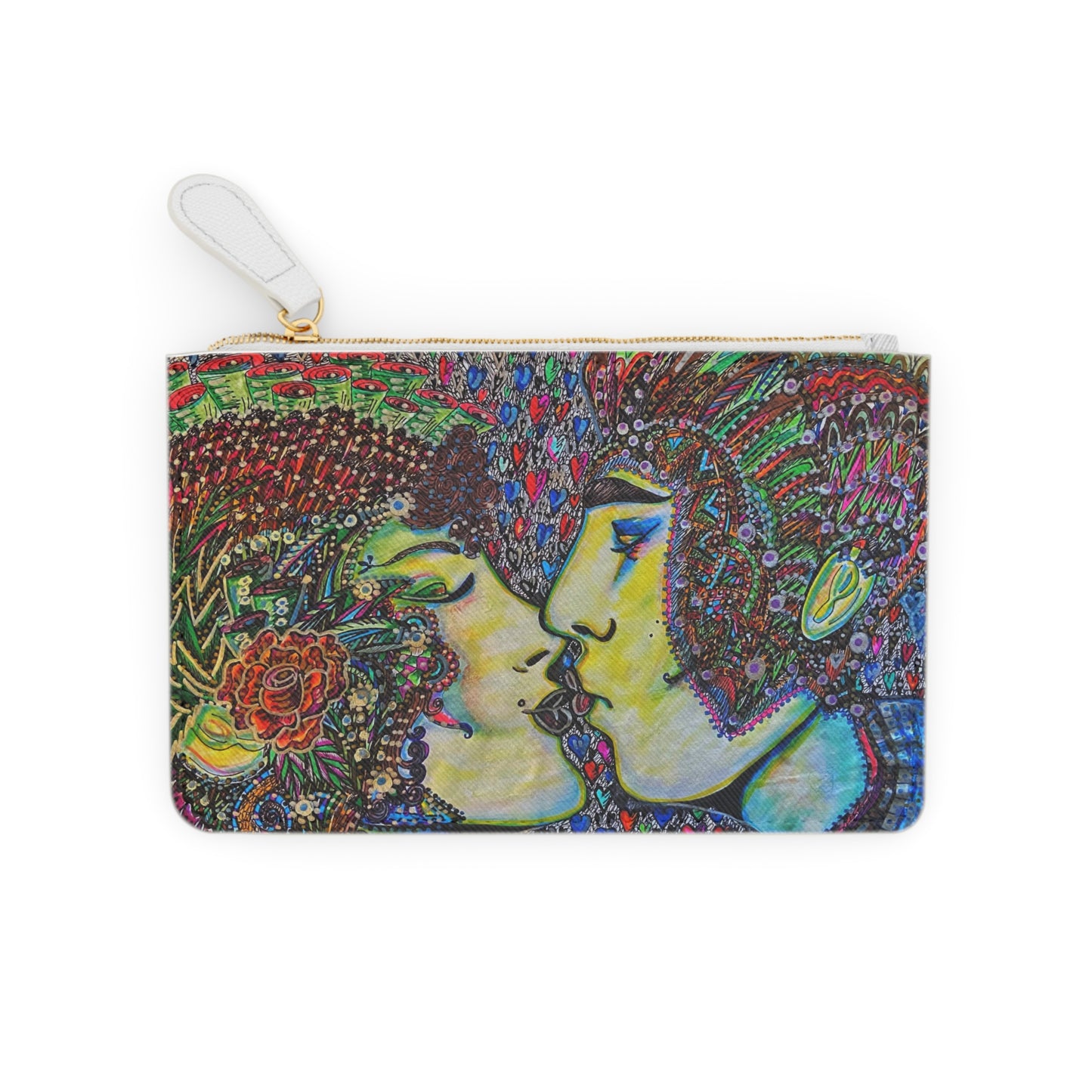 Abstract Surreal Romantic Kiss Mini Clutch Bag, Bridal Clutch Purse, Designer Party Clutch, Modern Evening Clutch, Wristlet Wallet for women, Evening Clutch Purse, gifts for her, gifts for bridesmaids, Bag, Bagging