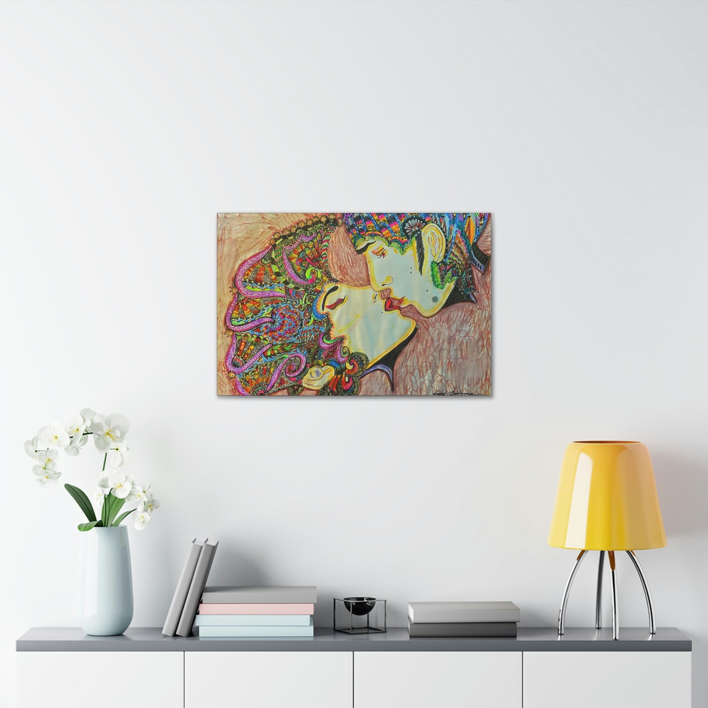 Romantic Kiss Fashion, Abstract, Surreal, Friendship, Inspiration Wall Art