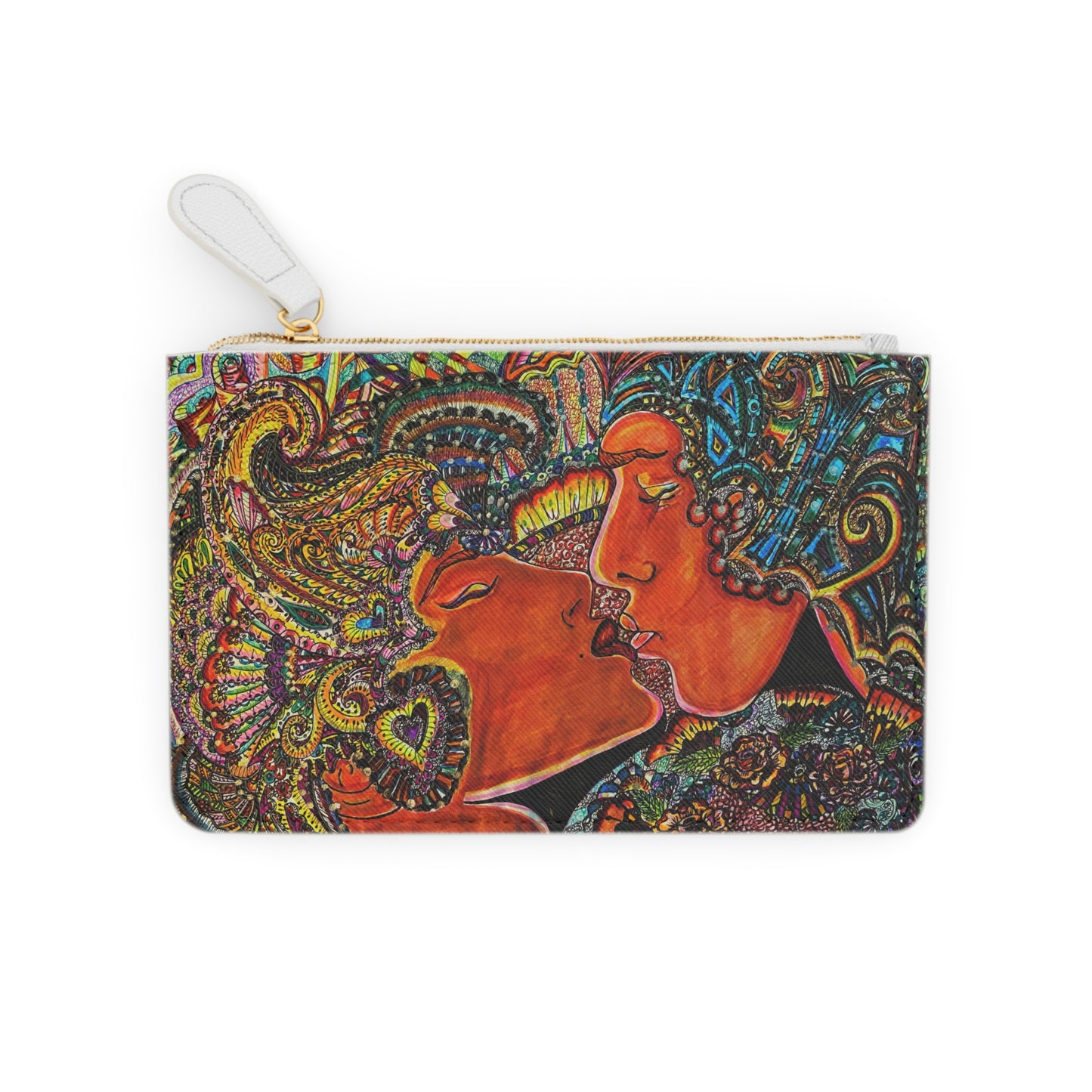 Abstract Surreal Romantic Kiss Mini Clutch Bag, Bridal Clutch Purse, Designer Party Clutch, Modern Evening Clutch, Wristlet Wallet for women, Evening Clutch Purse, gifts for her, gifts for bridesmaids, Bag, Bagging