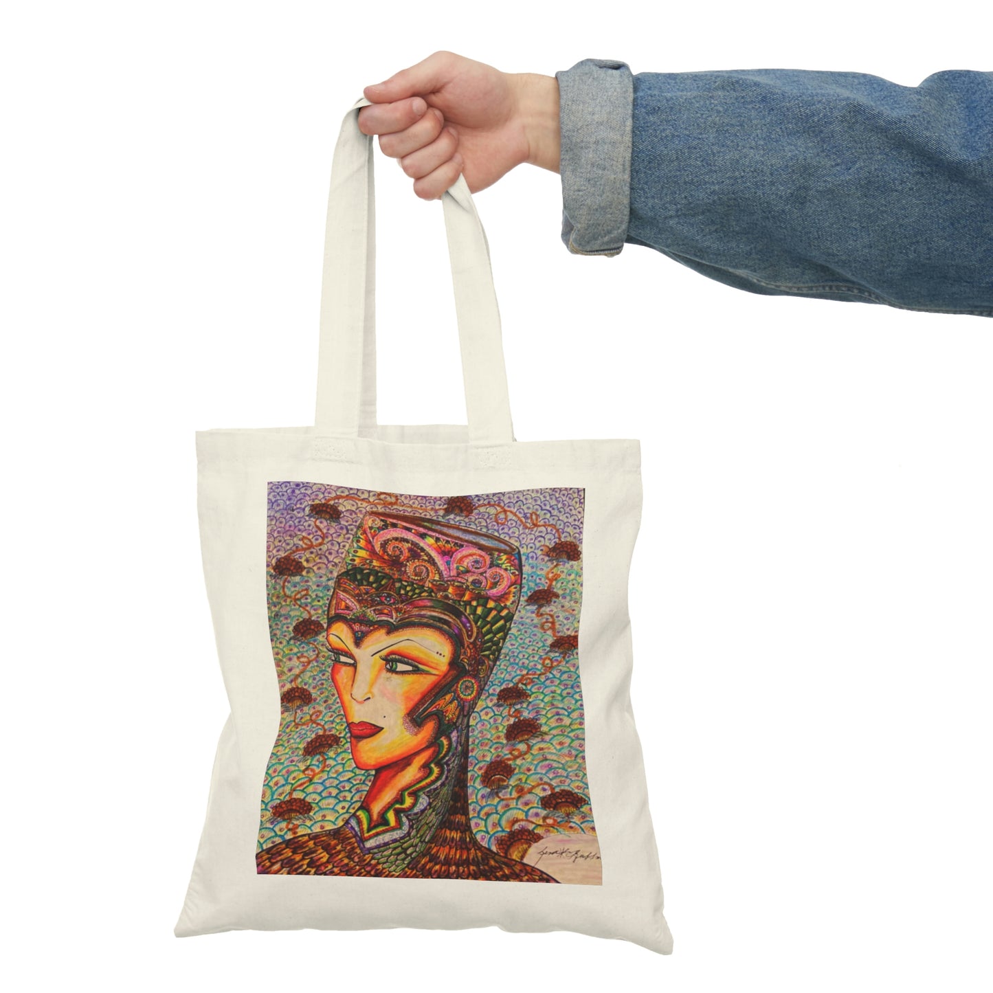 Abstract, Surreal Spirit Natural Tote Bag, Aesthetic Canvas Bag Shopping Bag, Birthday Gift Bag, Bridal Gift Tote Bag, Library Bag.