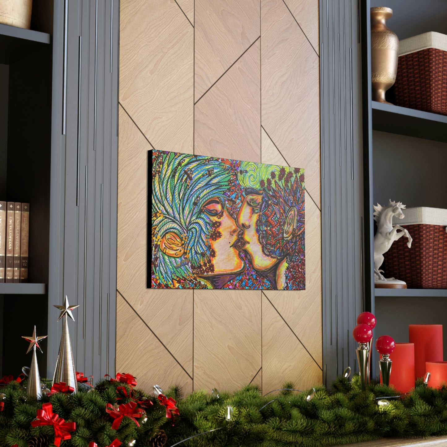 Romantic Kiss Fashion, Abstract, Surreal, Friendship, Inspiration Wall Art
