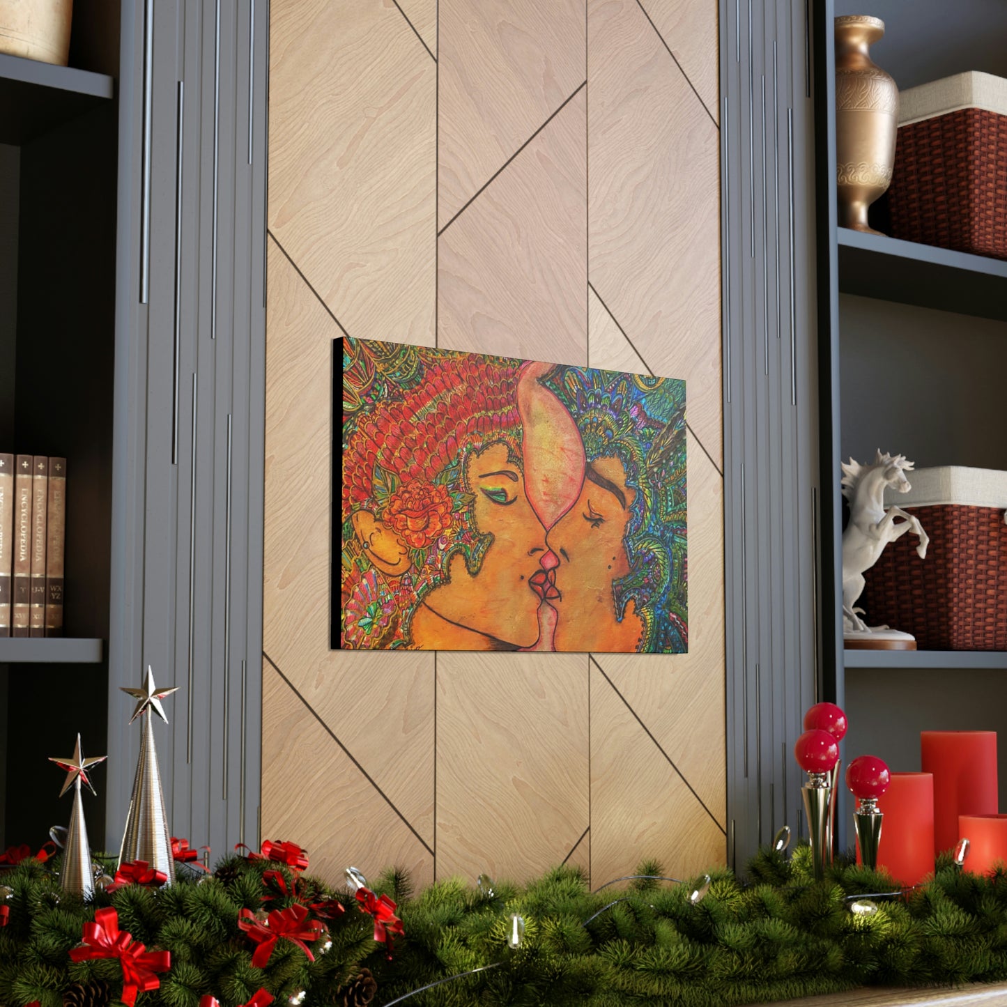 Romantic Kiss Fashion, Abstract, Surreal, Friendship, Inspiration Wall Art