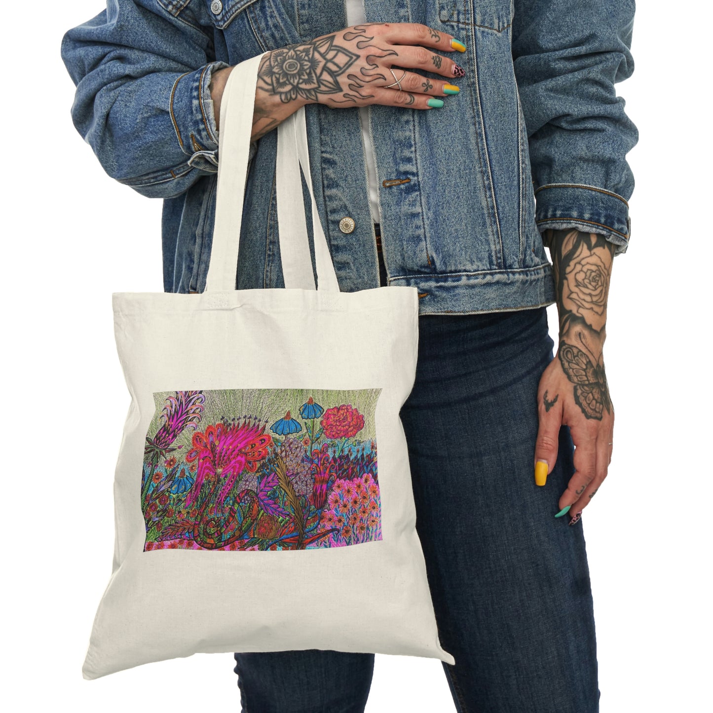 Abstract, Surreal Flower Natural Tote Bag, Aesthetic Canvas Bag Shopping Bag, Birthday Gift Bag, Bridal Gift Tote Bag, Library Bag.
