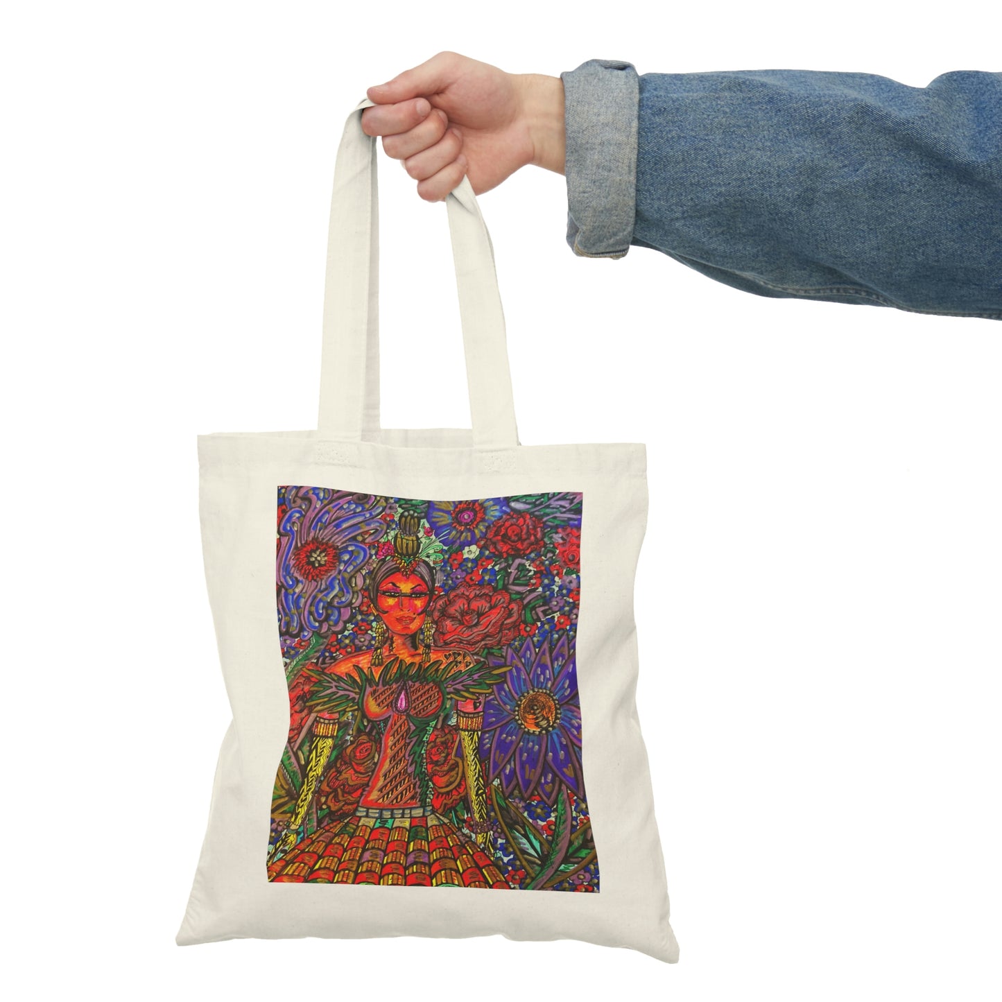 Abstract, Surreal Floral Women Natural Tote Bag, Aesthetic Canvas Bag Shopping Bag, Birthday Gift Bag, Bridal Gift Tote Bag, Library Bag.