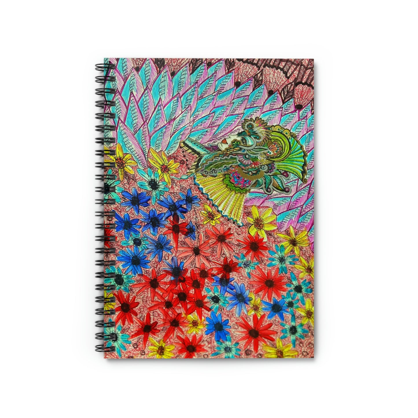 Abstract, Surreal Mother Natures Hidden Knight, Floral Spiral Notebook - Ruled Line