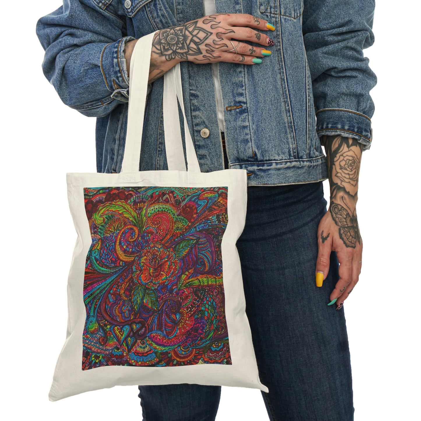 Abstract, Surreal Flower Natural Tote Bag, Aesthetic Canvas Bag Shopping Bag, Birthday Gift Bag, Bridal Gift Tote Bag, Library Bag.