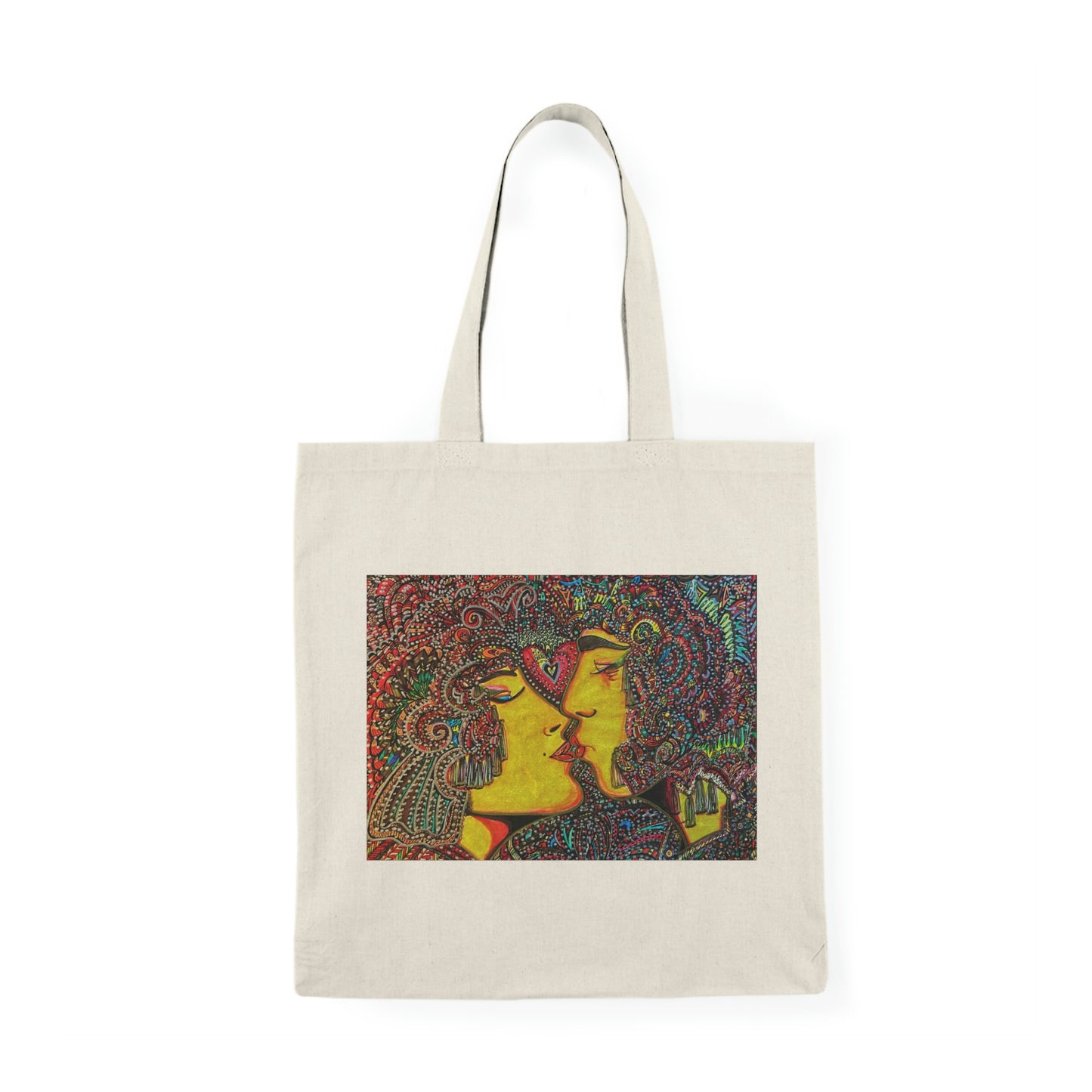 Abstract, Surreal, Romantic Kiss, Natural Tote Bag, Aesthetic Canvas Bag Shopping Bag, Birthday Gift Bag, Bridal Gift Tote Bag, Library Bag.