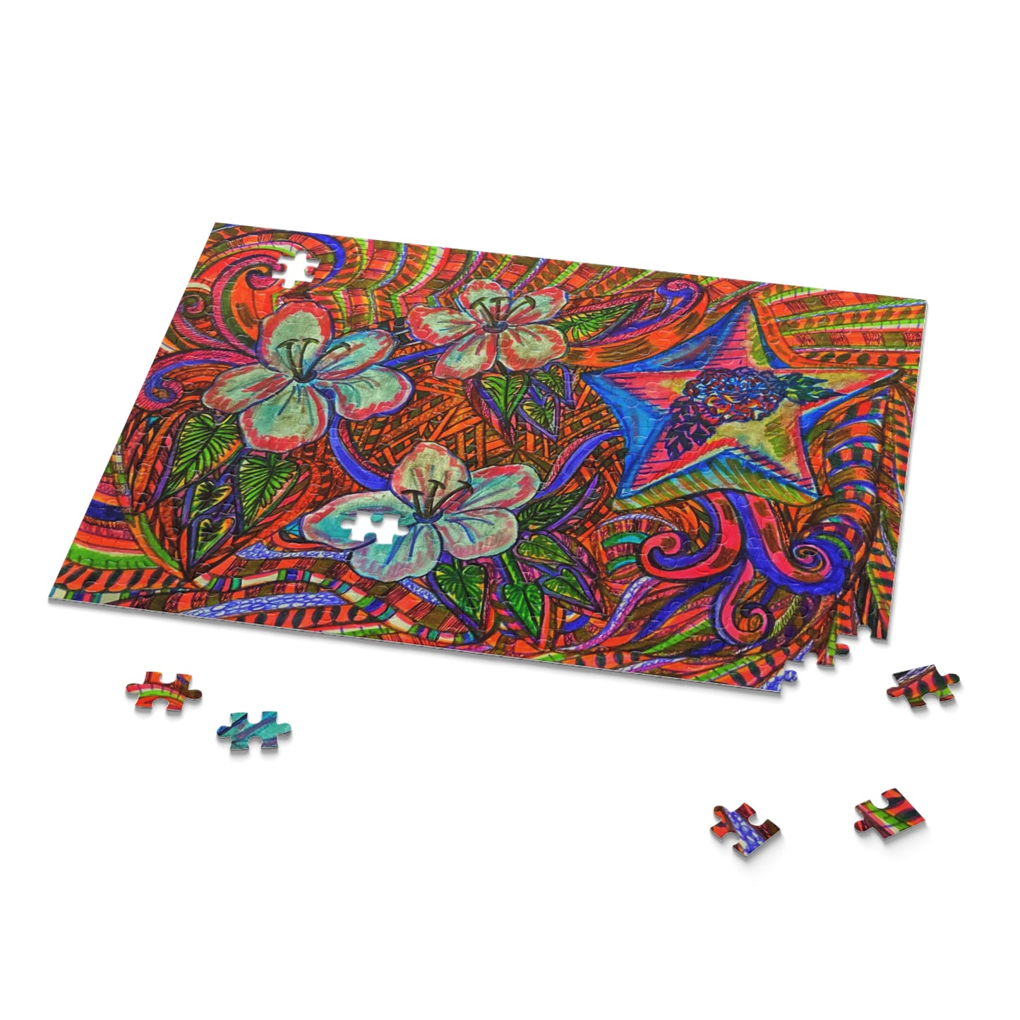 Abstract Surreal Floral Star Puzzle (120, 252, 500-Piece)JigSaw Puzzle, Birthday Gift, Gifts For Bridesmaids