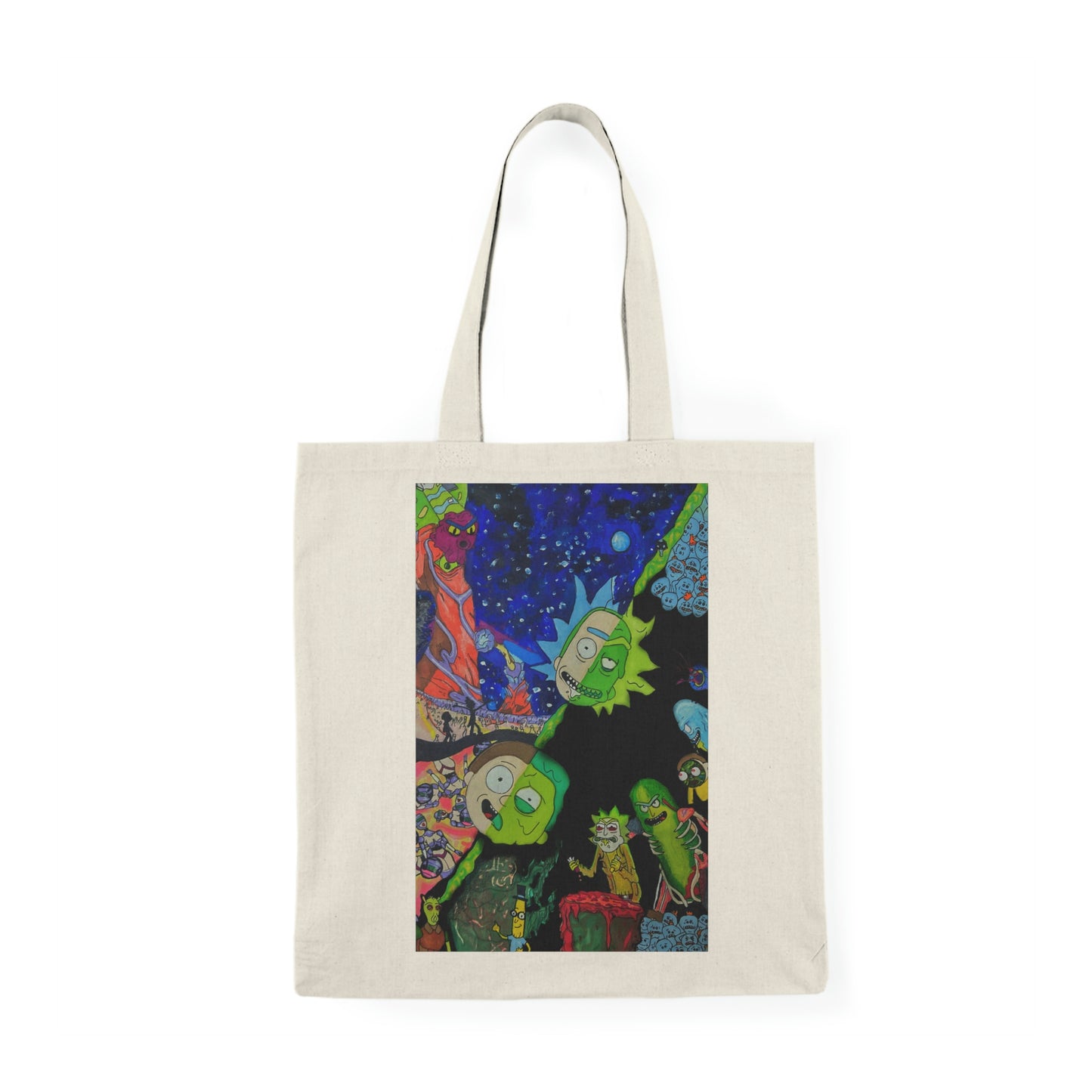 Abstract, Surreal Rick and Morty Natural Tote Bag, Aesthetic Canvas Bag Shopping Bag, Birthday Gift Bag, Bridal Gift Tote Bag, Library Bag.