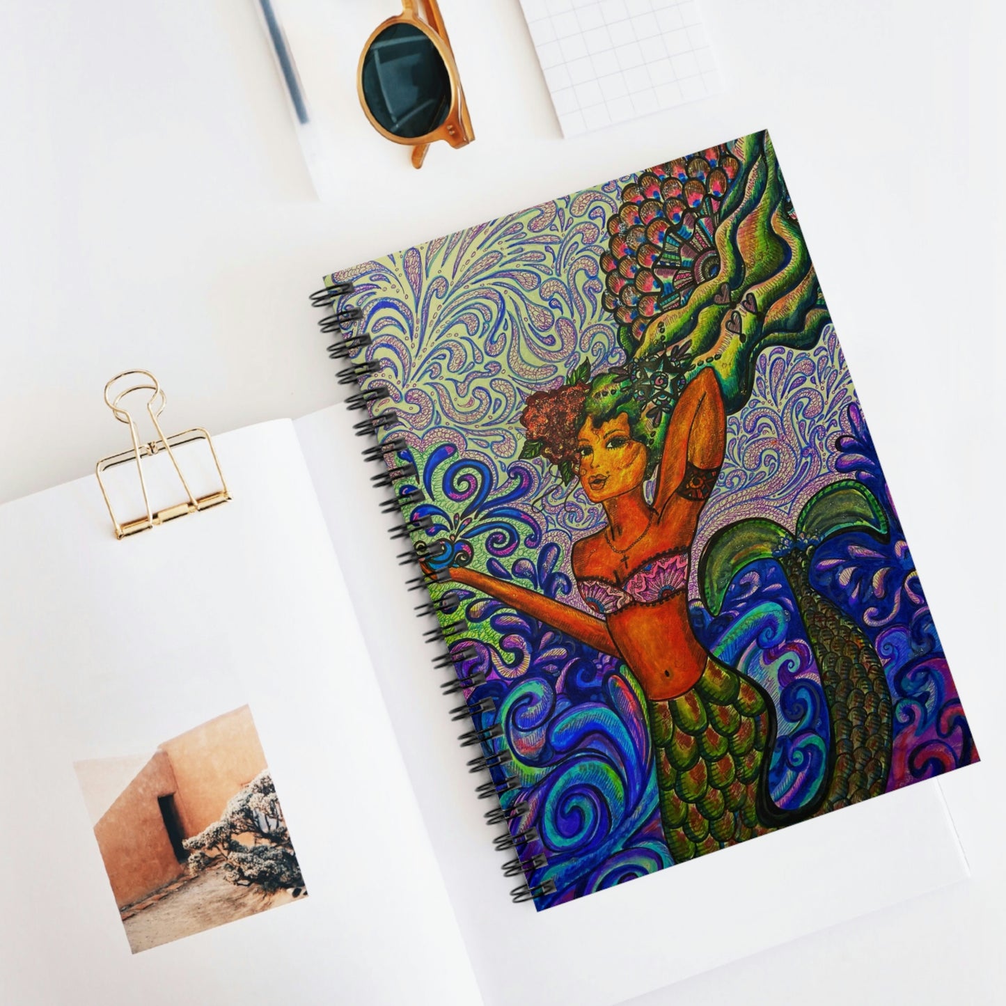 Abstract, Surreal Mermaid Spiral Notebook - Ruled Line