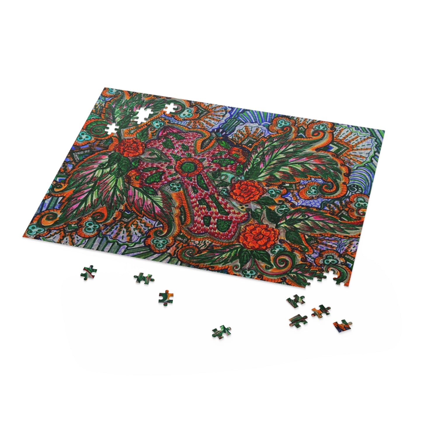 Cross Floral Puzzle (120, 252, 500-Piece)JigSaw Puzzle, Birthday Gift, Gifts For Bridesmaids