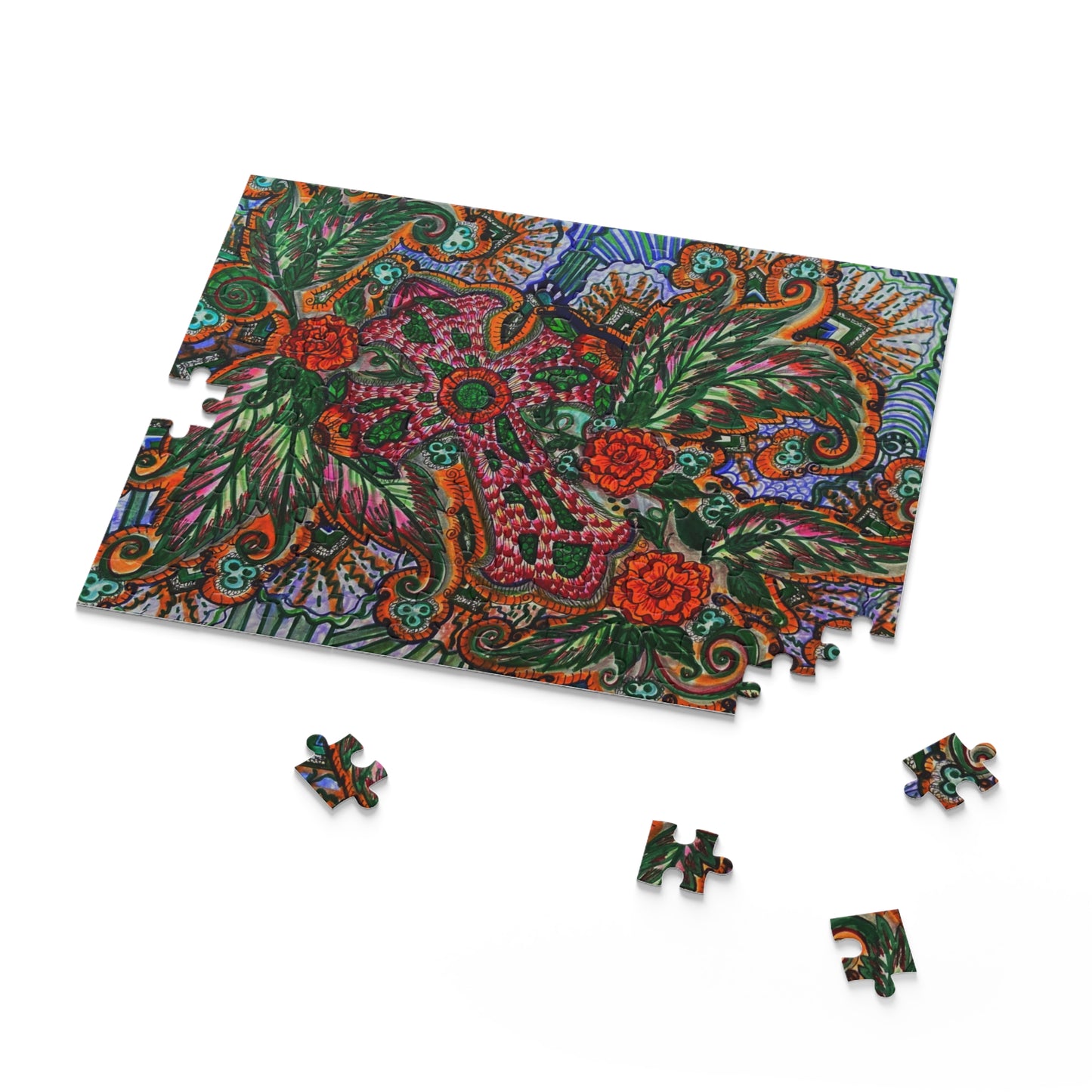 Cross Floral Puzzle (120, 252, 500-Piece)JigSaw Puzzle, Birthday Gift, Gifts For Bridesmaids