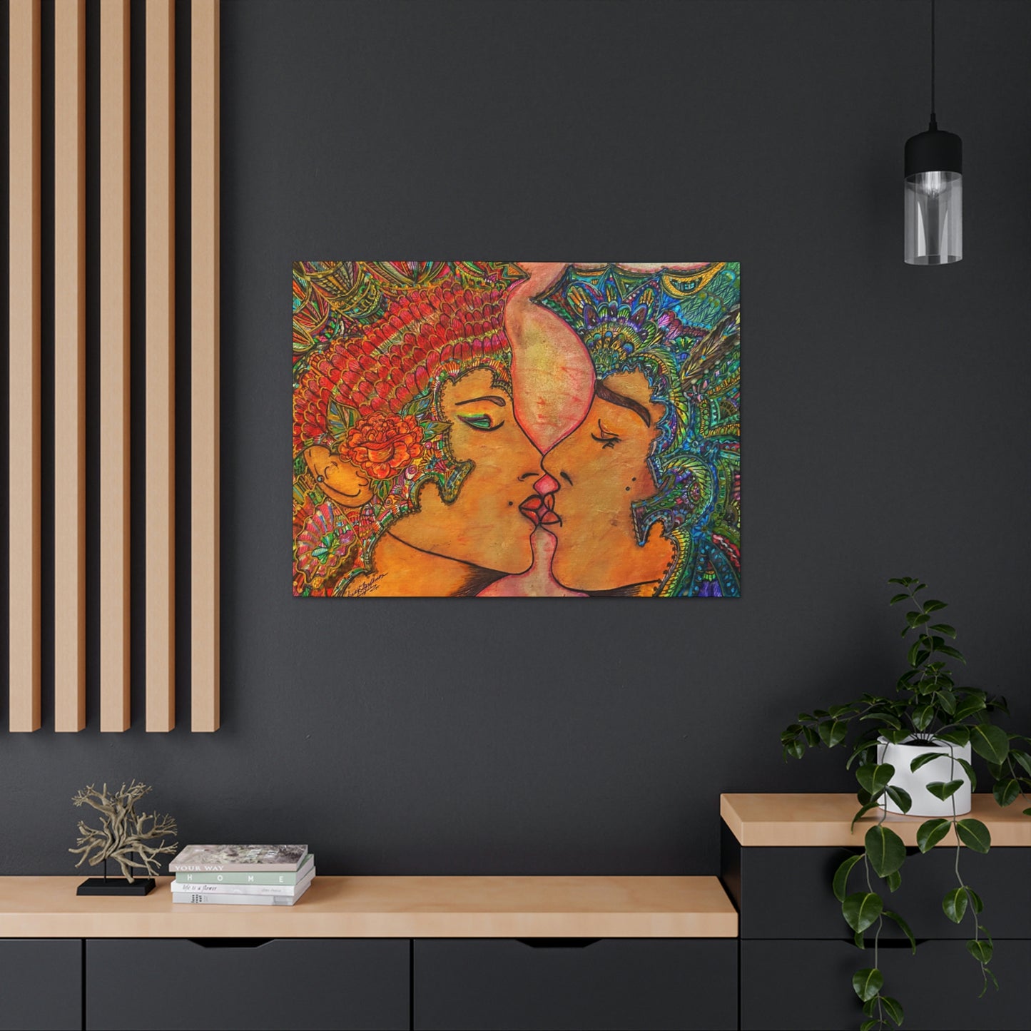 Romantic Kiss Fashion, Abstract, Surreal, Friendship, Inspiration Wall Art