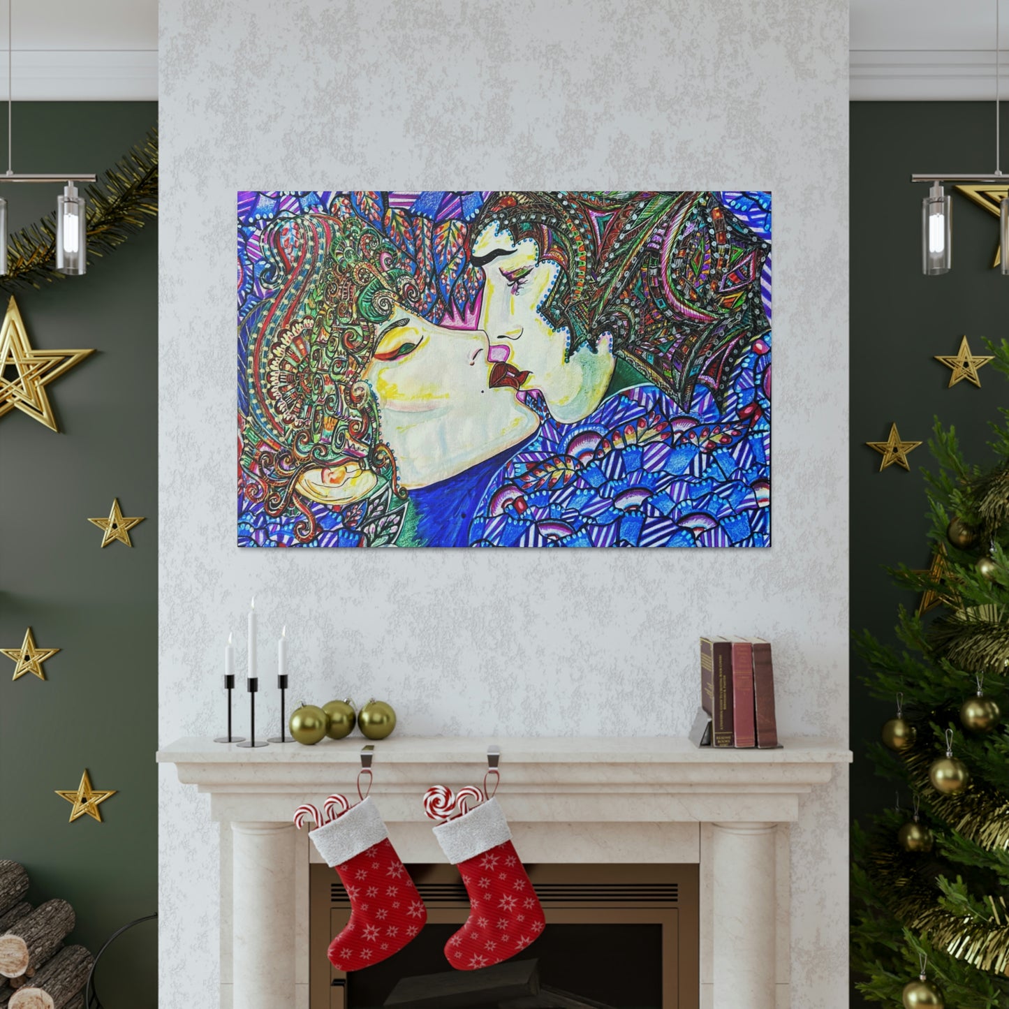 Romantic Kiss Fashion, Abstract, Surreal, Friendship, Inspiration Wall Art