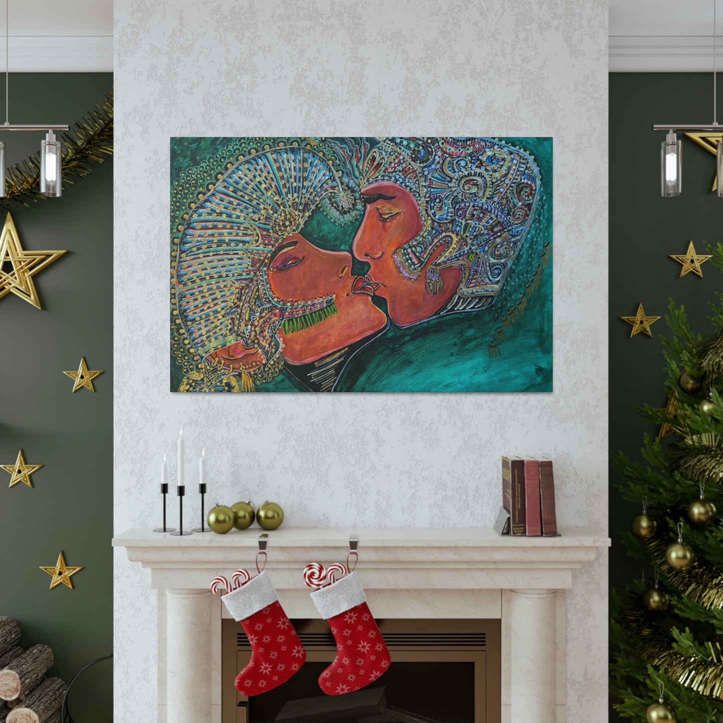 Romantic Kiss Fashion, Abstract, Surreal, Friendship, Inspiration Wall Art