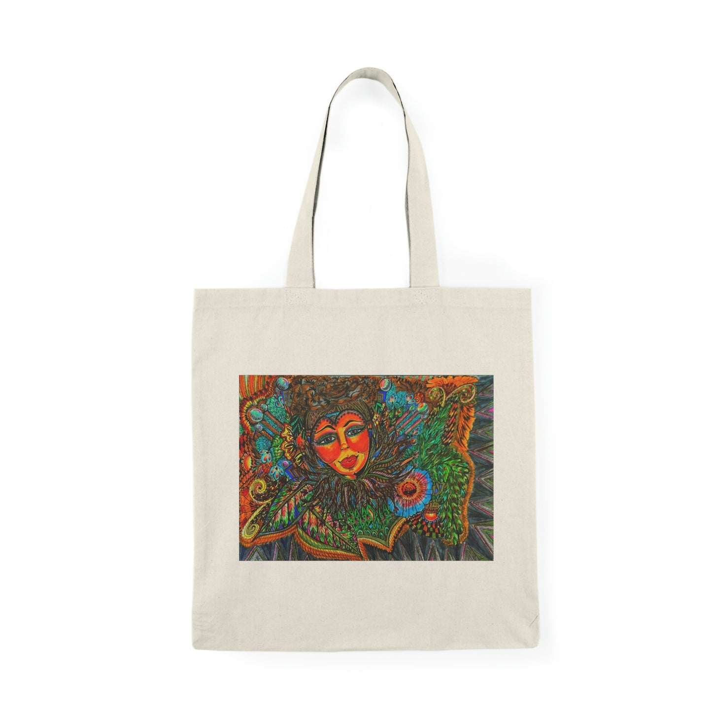 Abstract, Surreal Flower Spirit Natural Tote Bag, Aesthetic Canvas Bag Shopping Bag, Birthday Gift Bag, Bridal Gift Tote Bag, Library Bag.