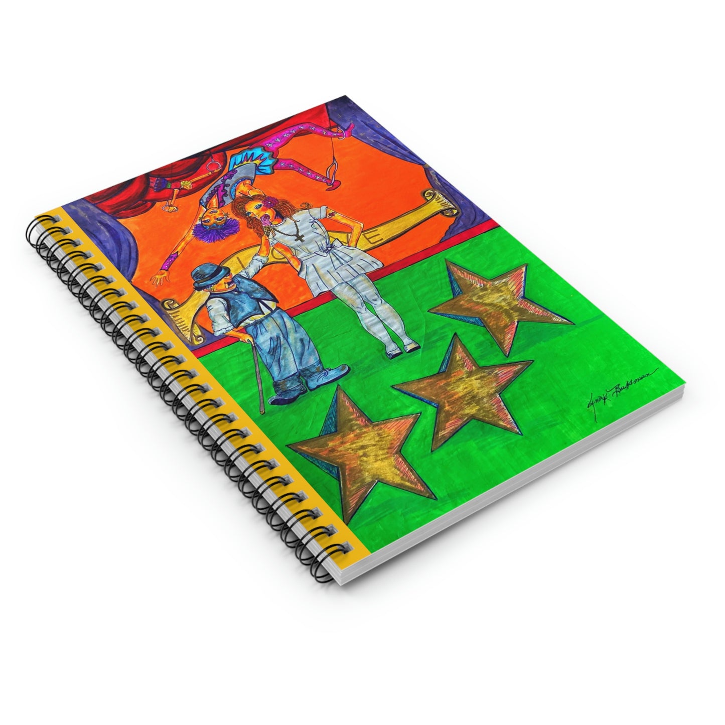 Abstract Surreal Circus Stars Spiral Notebook - Ruled Line