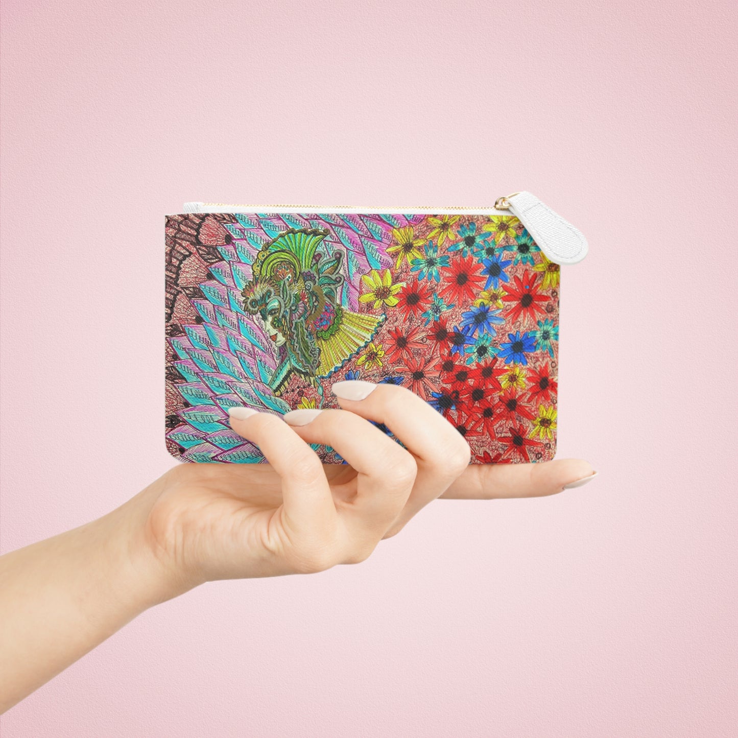 Abstract Surreal Floral Queen Mini Clutch Bag, Bridal Clutch Purse, Designer Party Clutch, Modern Evening Clutch, Wristlet Wallet for women, Evening Clutch Purse, gifts for her, gifts for bridesmaids, Bag, Bagging