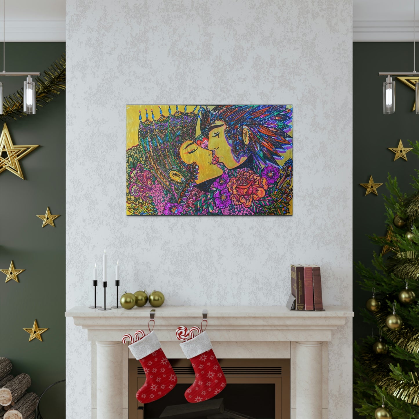 Romantic Kiss Fashion, Abstract, Surreal, Friendship, Inspiration Wall Art