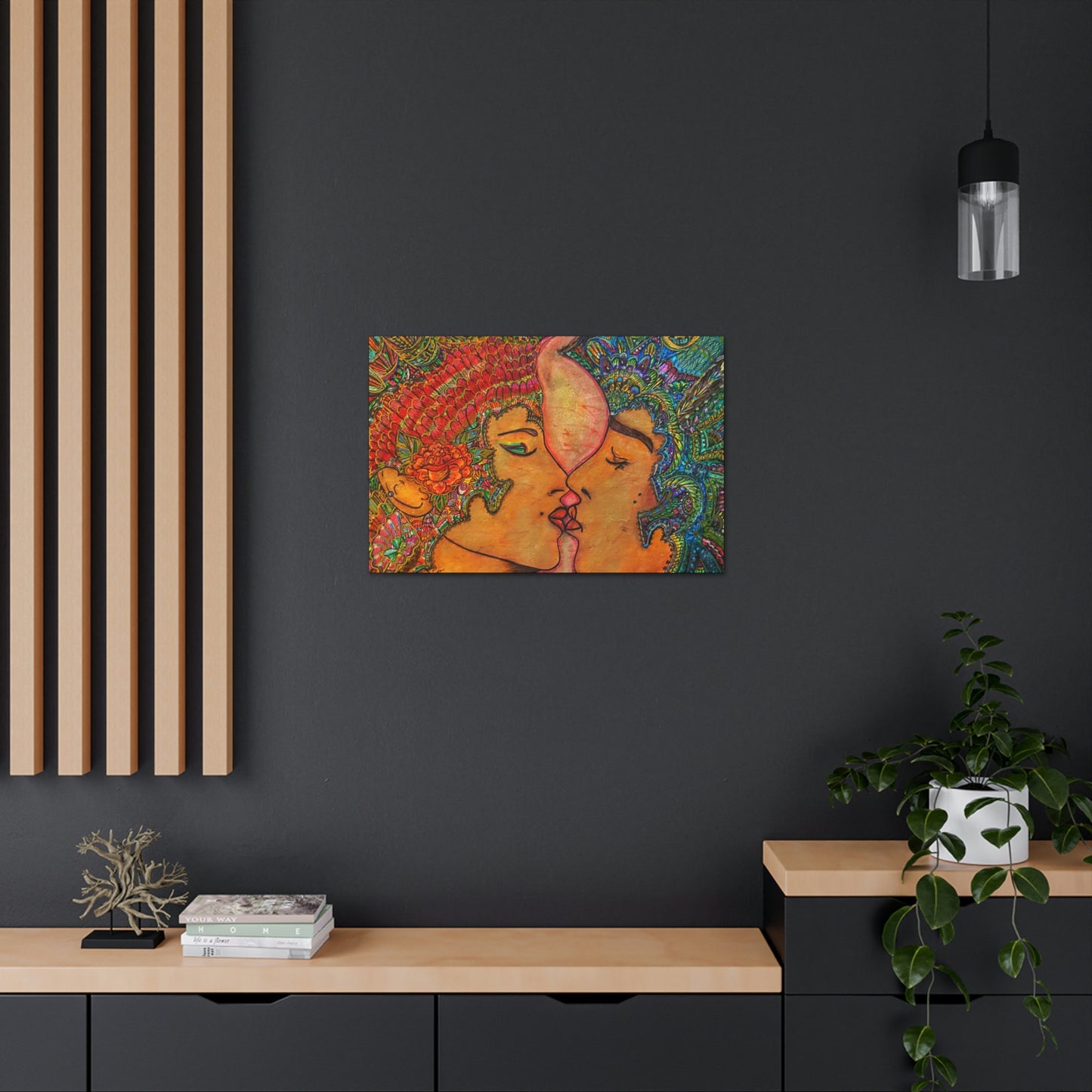 Romantic Kiss Fashion, Abstract, Surreal, Friendship, Inspiration Wall Art