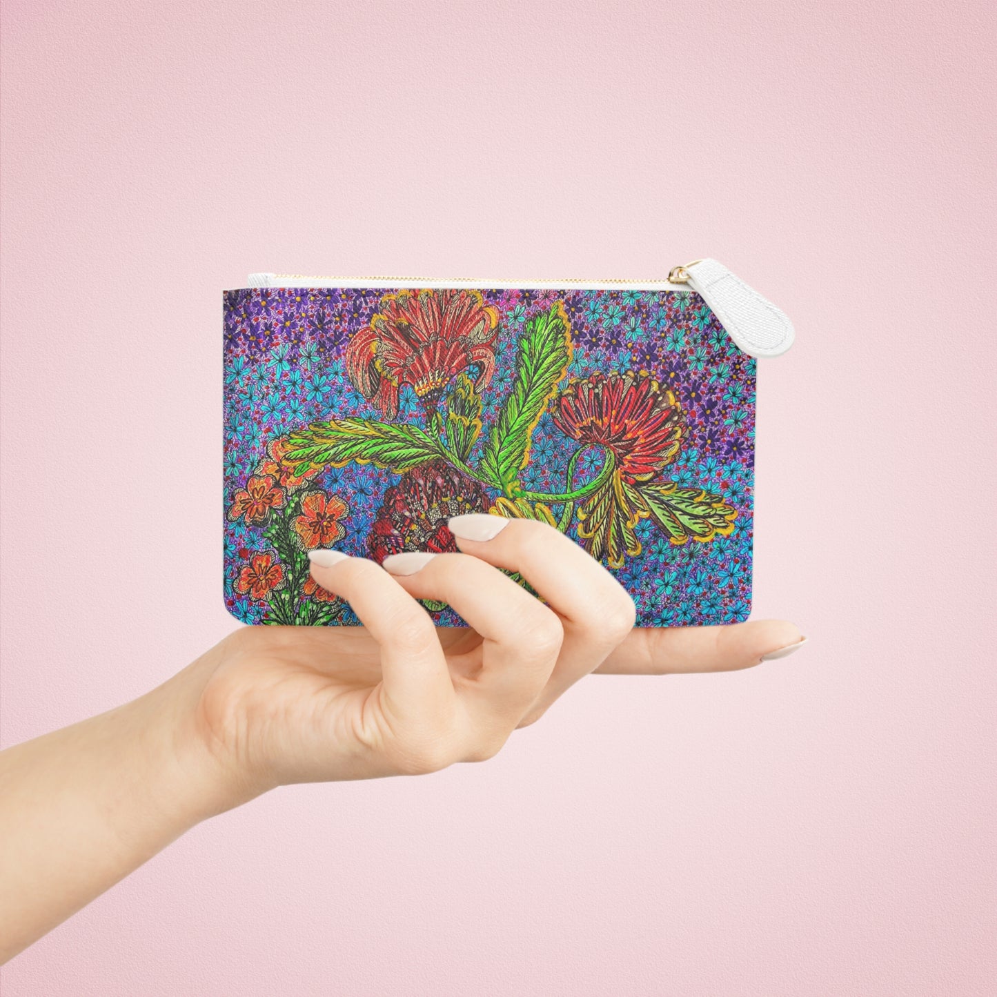 Abstract Surreal Floral Mini Clutch Bag, Bridal Clutch Purse, Designer Party Clutch, Modern Evening Clutch, Wristlet Wallet for women, Evening Clutch Purse, gifts for her, gifts for bridesmaids, Bag, Bagging
