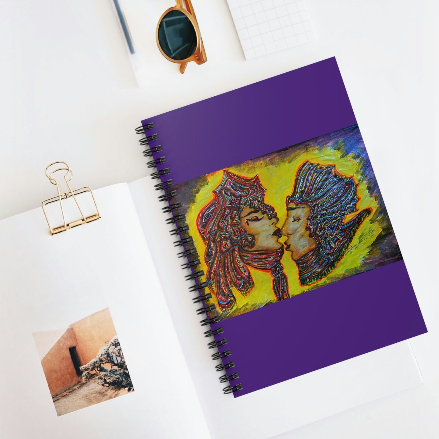 Abstract, Surreal Lovers Kiss Spiral Notebook - Ruled Line