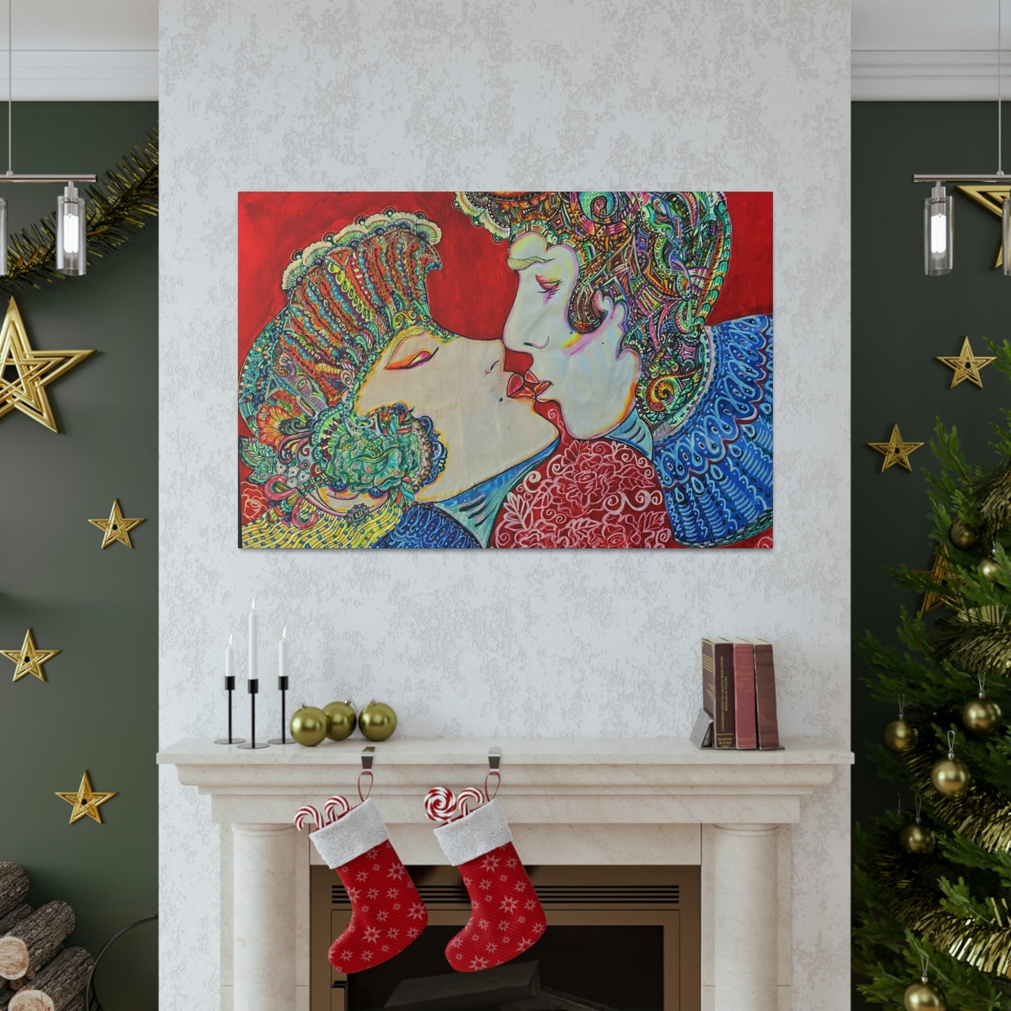 Romantic Kiss Fashion, Abstract, Surreal, Friendship, Inspiration Wall Art