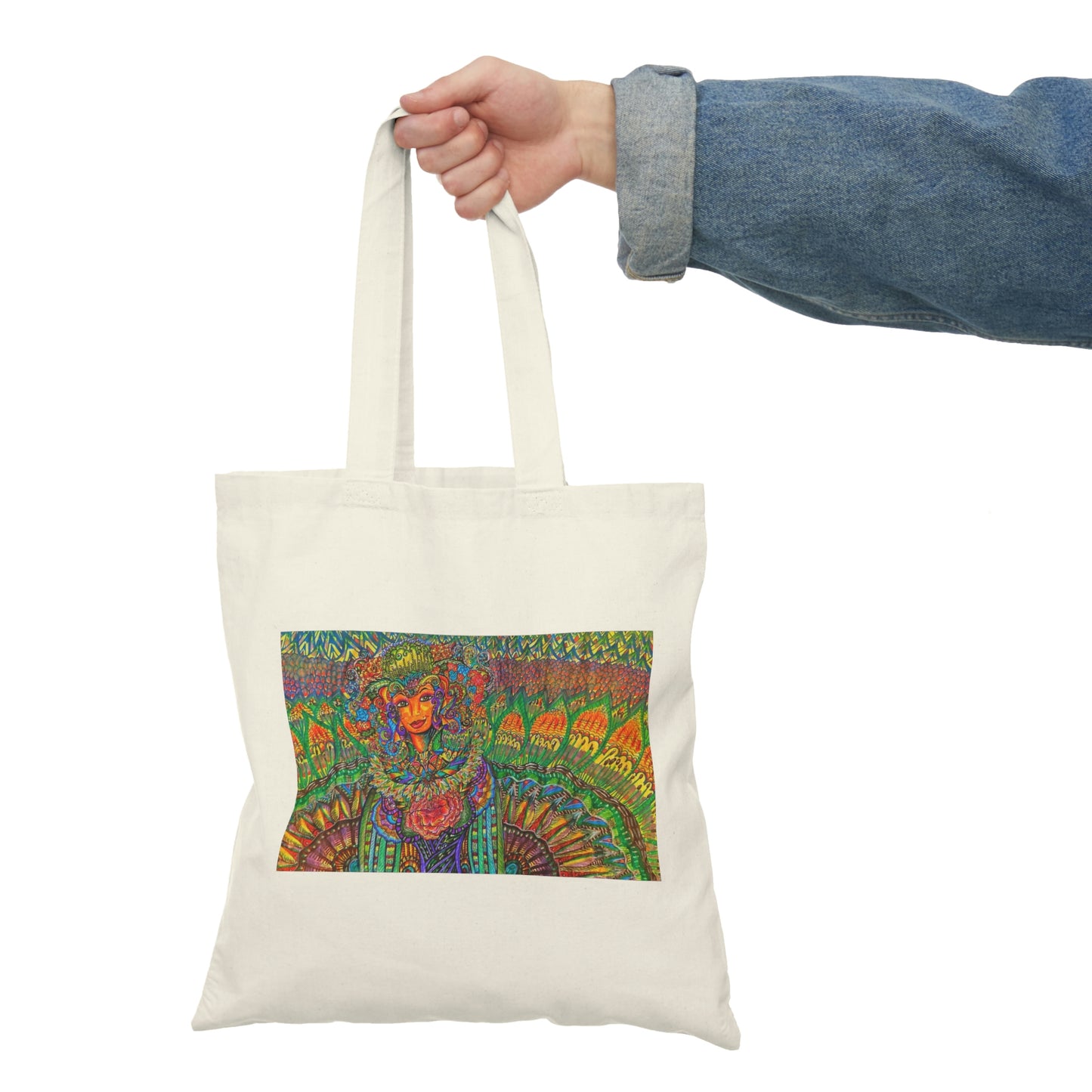 Abstract, Surreal Flower Angel Natural Tote Bag, Aesthetic Canvas Bag Shopping Bag, Birthday Gift Bag, Bridal Gift Tote Bag, Library Bag.