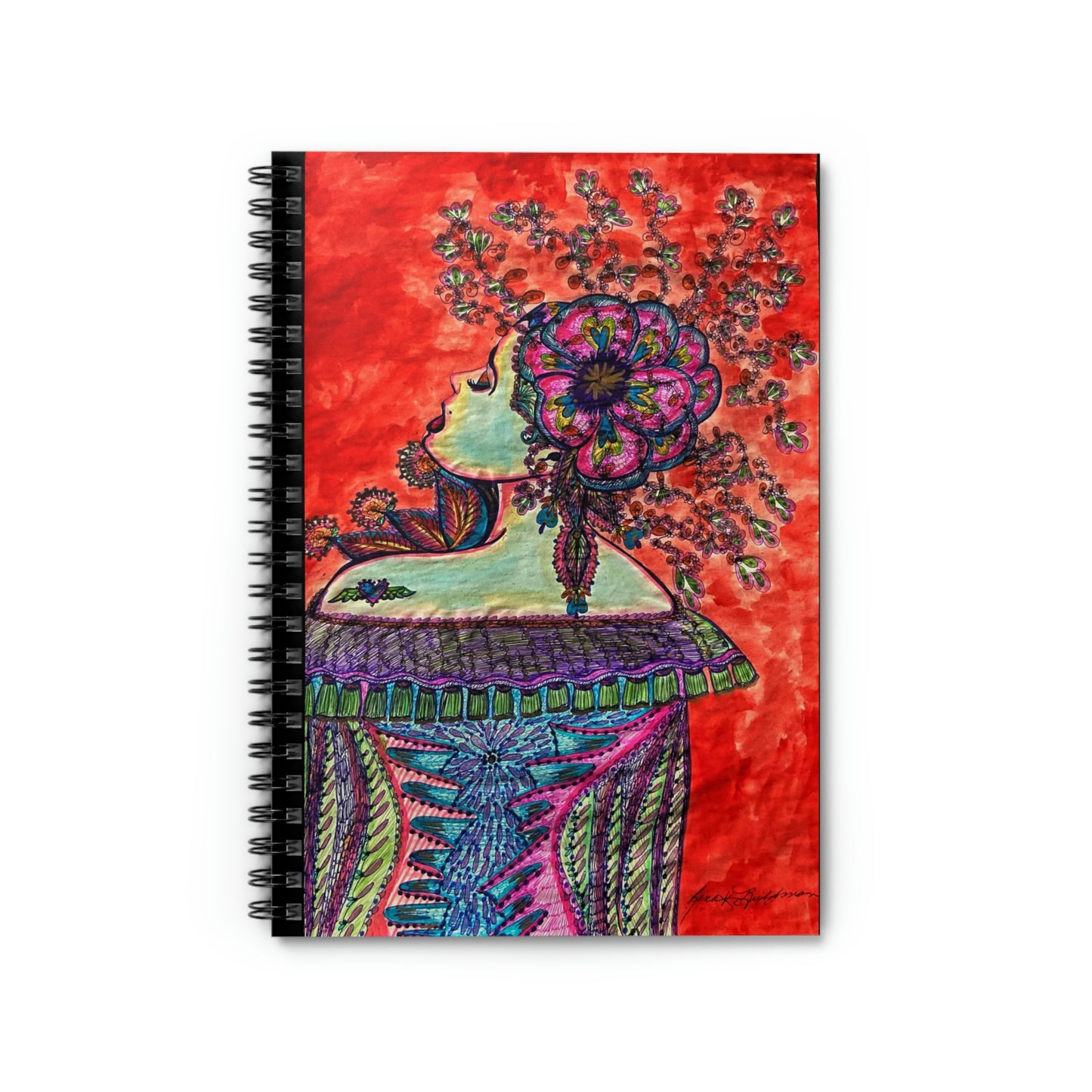 Abstract Surreal, Floral Woman Spiral Notebook - Ruled Line